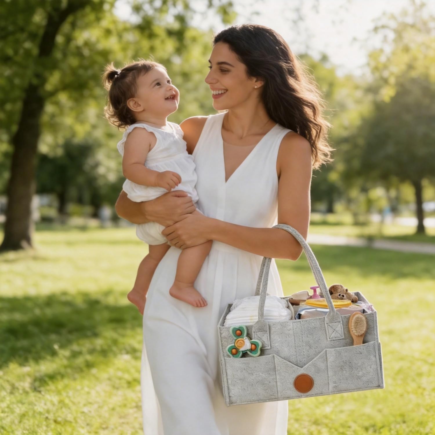 Organizador Pañales Bebe con Compartimentos Desmontables, Grande Multiusos | Plegable, Cesta Organizadora Bebe de Fieltro Grueso para Cambiador, Viaje y Salón - Regalo para Recién Nacido