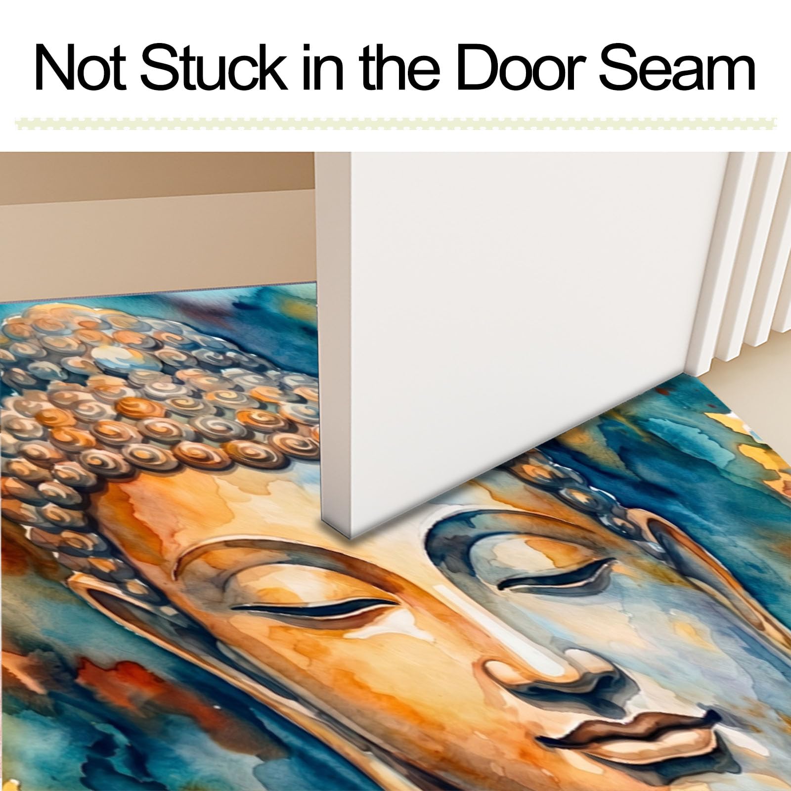 Zerbino Ingresso Interno 80X120Cm Scultura Zen Schizzi D'Inchiostro Tappeto Lavabile Antiscivolo Meditazione Tradizionale Passatoia Corridoio Sottile Zerbino Per Porta Di Casa Cucina Ufficio,Beige