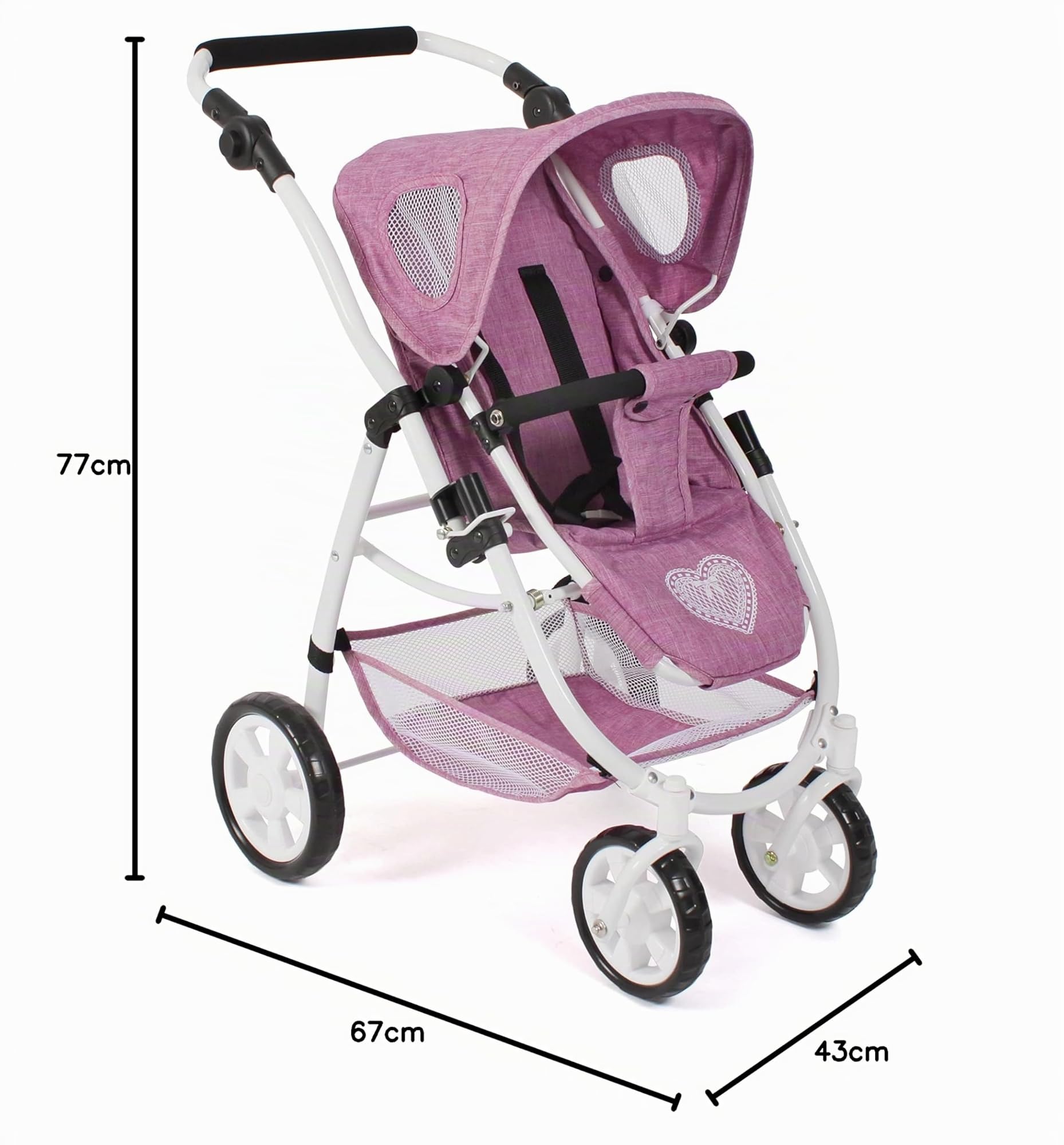 Bayer Chic 2000 Poussette pour poupée Emotion All in, Ensemble 3 en 1 nacelle siège Sport Auto Jean Rose