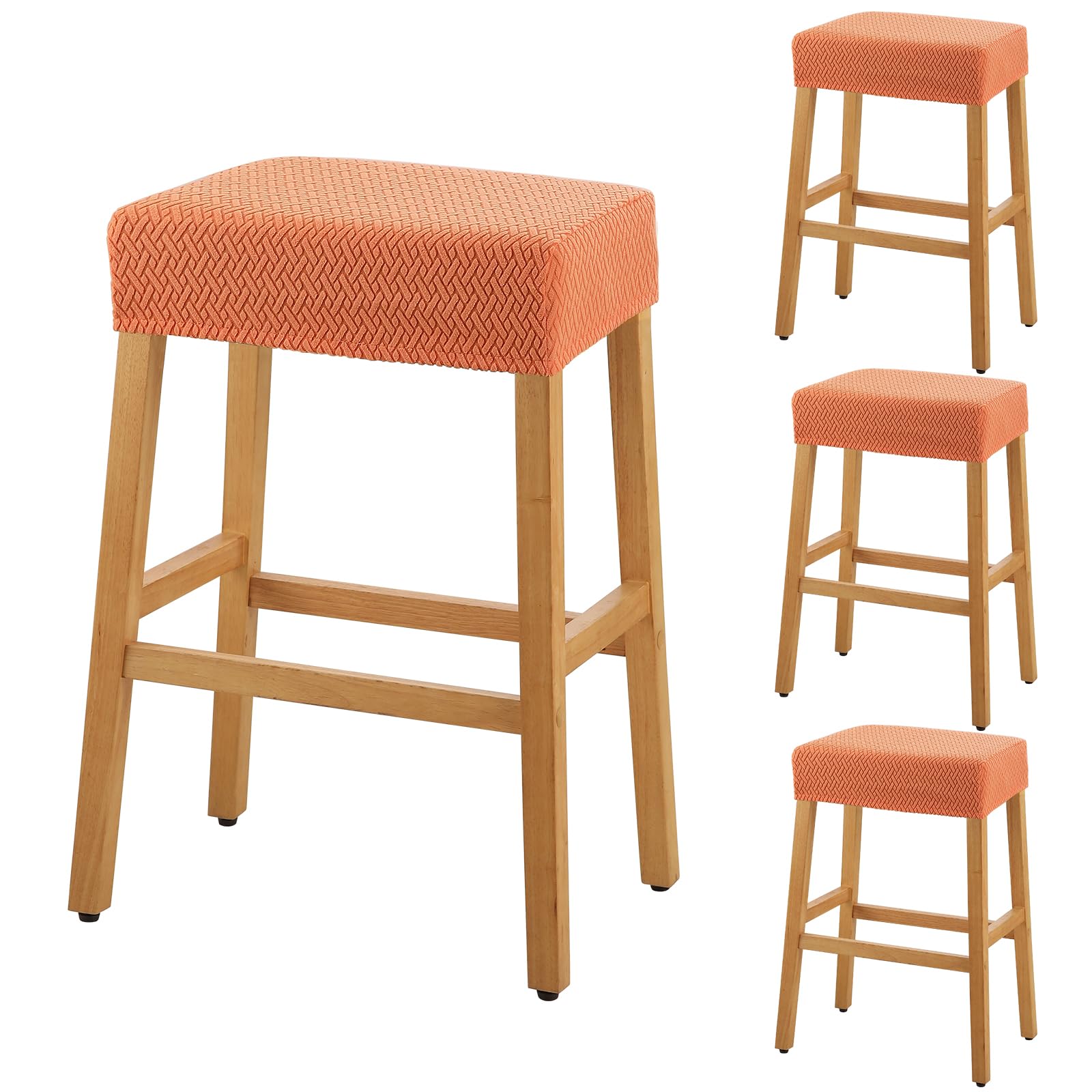YISUN Stool Covers Rectangle - 4 Pack Stretch Waterproof Saddle Seat Cover Counter Bar Stools Bar Chairs Covers Kitchen Island Chairs Cushion Protector