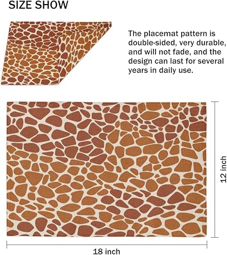 Miniatura 4 de Animal Print Decor Placemats Set of 4 Table Mats Washable Placemat Waterproof Place Mats for Party Home Dining Table Decor 18x12 in