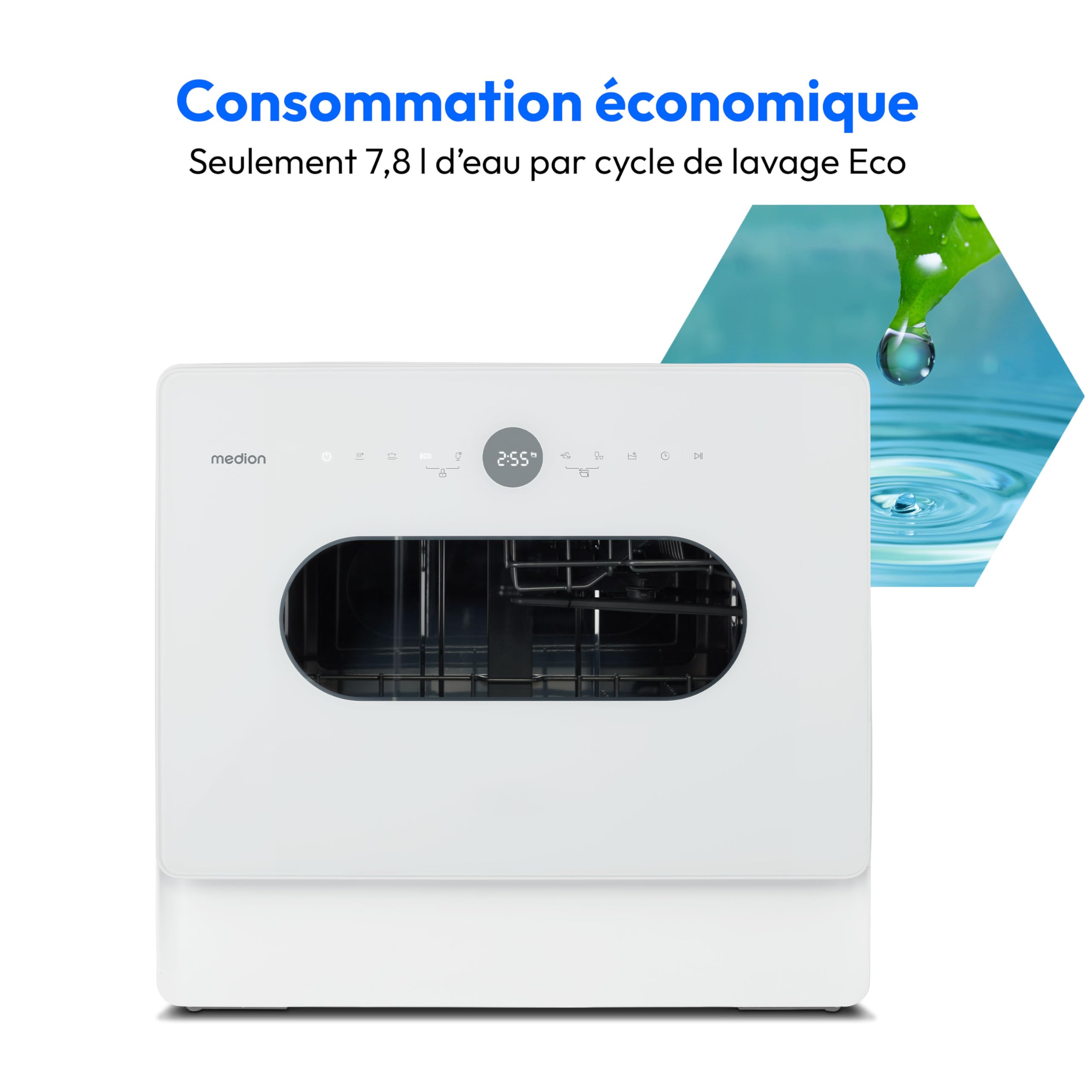 MEDION Mini lave-vaisselle DWT51 5 couverts 7 programmes départ différé