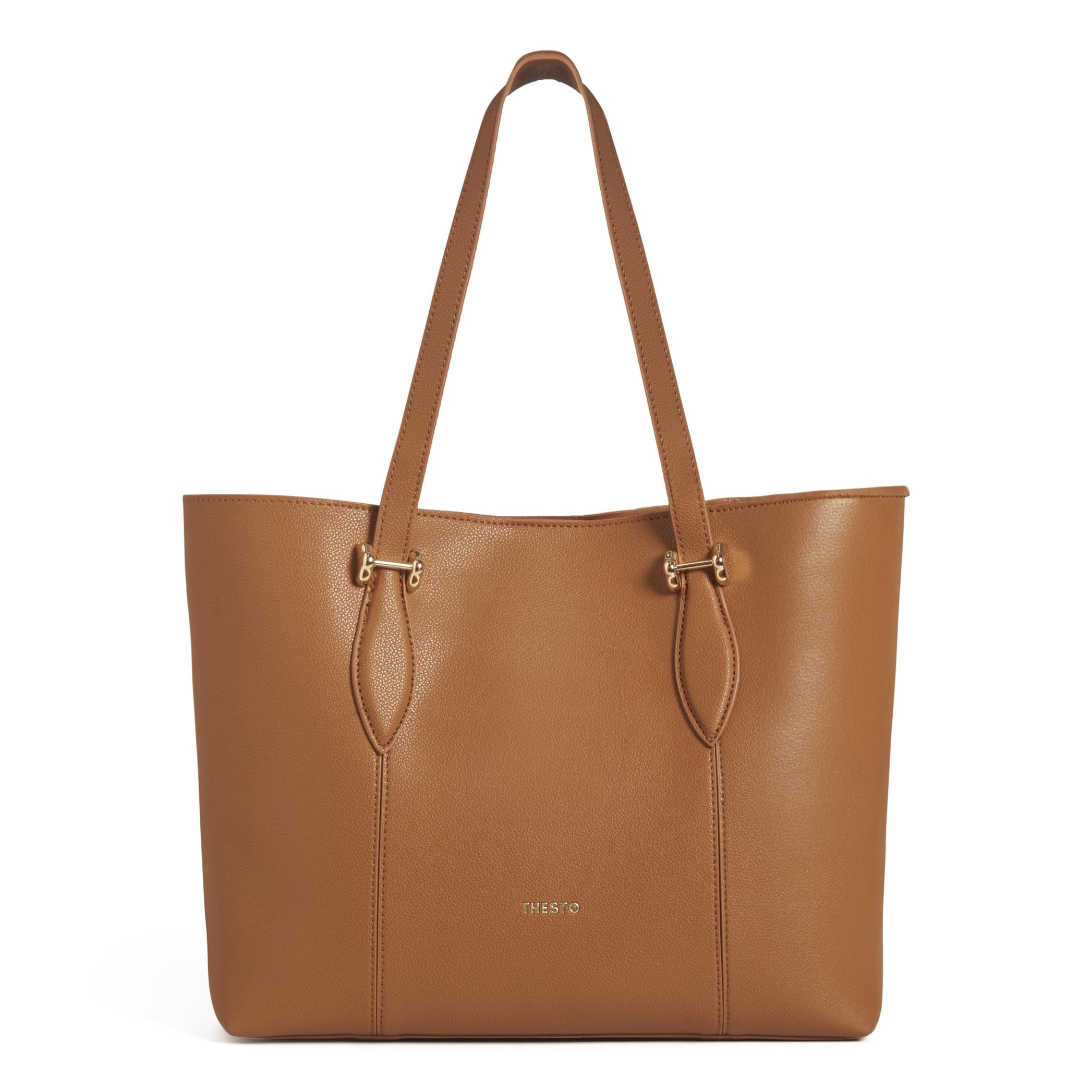 THESTO Classic Leather Tote Bag | Spacious & Large Capacity | Shoulder Bag For 14 inch Laptop & Travel With Zip | Tote Bag for Office & College | Tote Bag With Handle For Women & Girls - Brown (B0CRVS2DYJ) Amazon Price History, Amazon Price Tracker