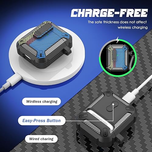 Miniatura 4 de RFUNGUANGO Funda para AirPods de 2 generación con kit de limpieza, armadura protectora de carcasa dura militar con bloqueo para funda de carga de