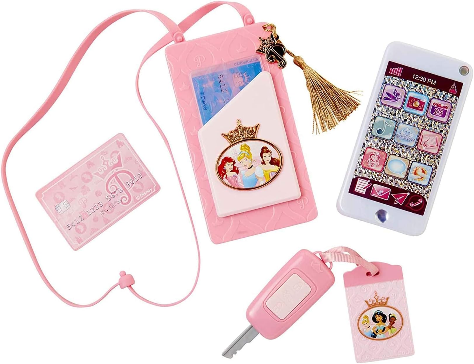 Disney Princess Style Collection On-the-Go Play Smartphone with LED Lights, Sounds & Cross Body Strap For Girls Ages 3+