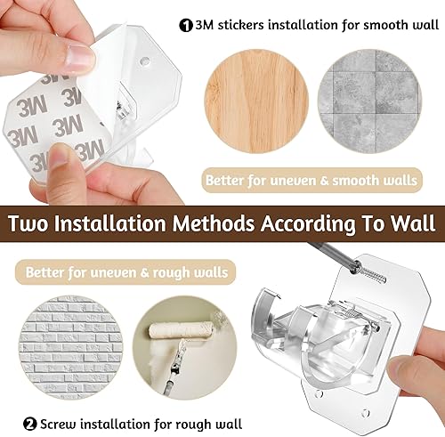 Miniatura 3 de Lokinsetin - 2 soportes para barra de cortina sin taladrar, ganchos adhesivos para cortinero, ganchos de cortina ajustables sin clavos, perforado