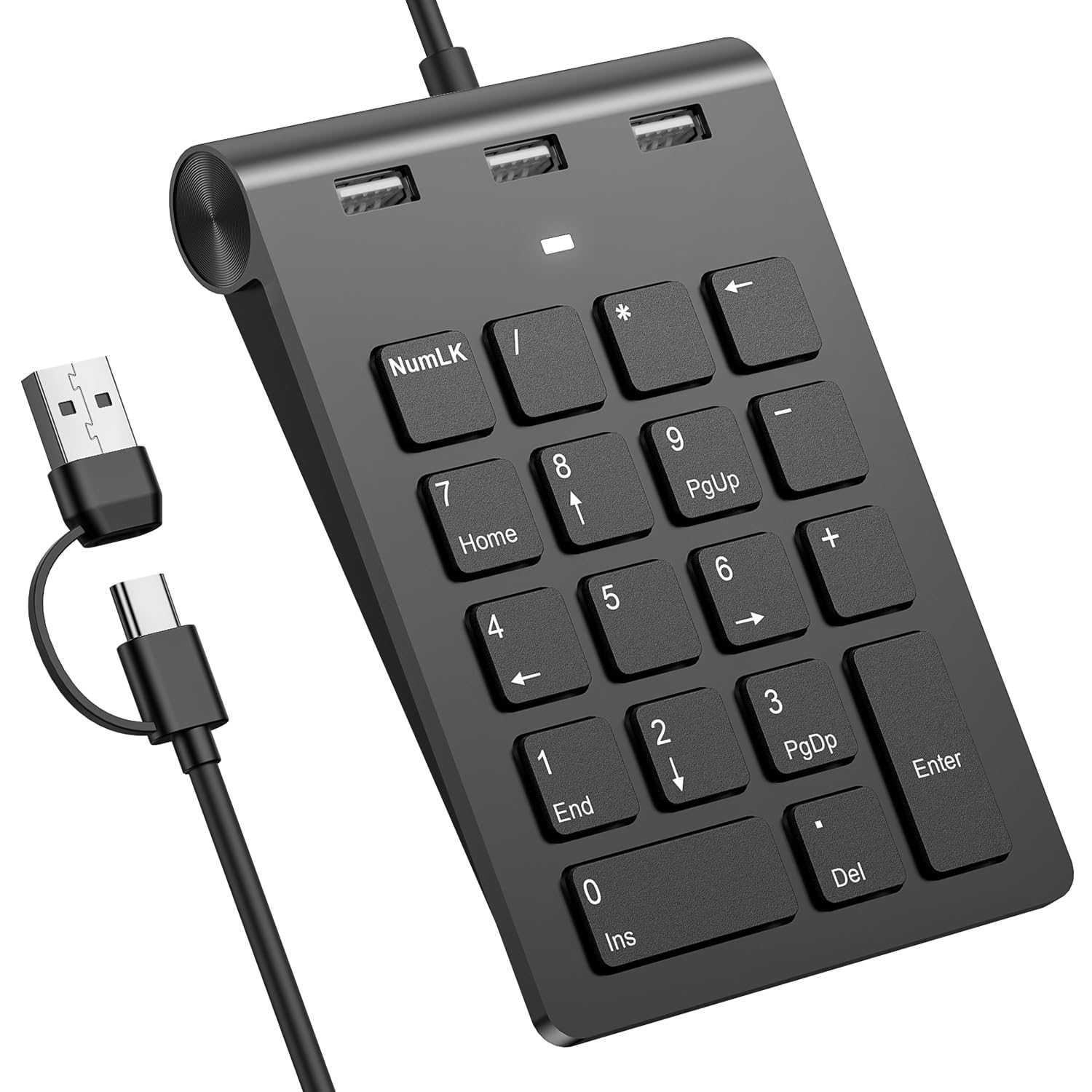 Wired Numeric Keypad USB-C & USB-A - 18 Keys Number Pad with 3 USB 2.0 Port, 15° Ergonomic Numeric Pad for Laptop/ Desktop/ Surface/ iPad, USB Number Keypad for Windows/macOS/Chrome OS, Plug & Play-image-36