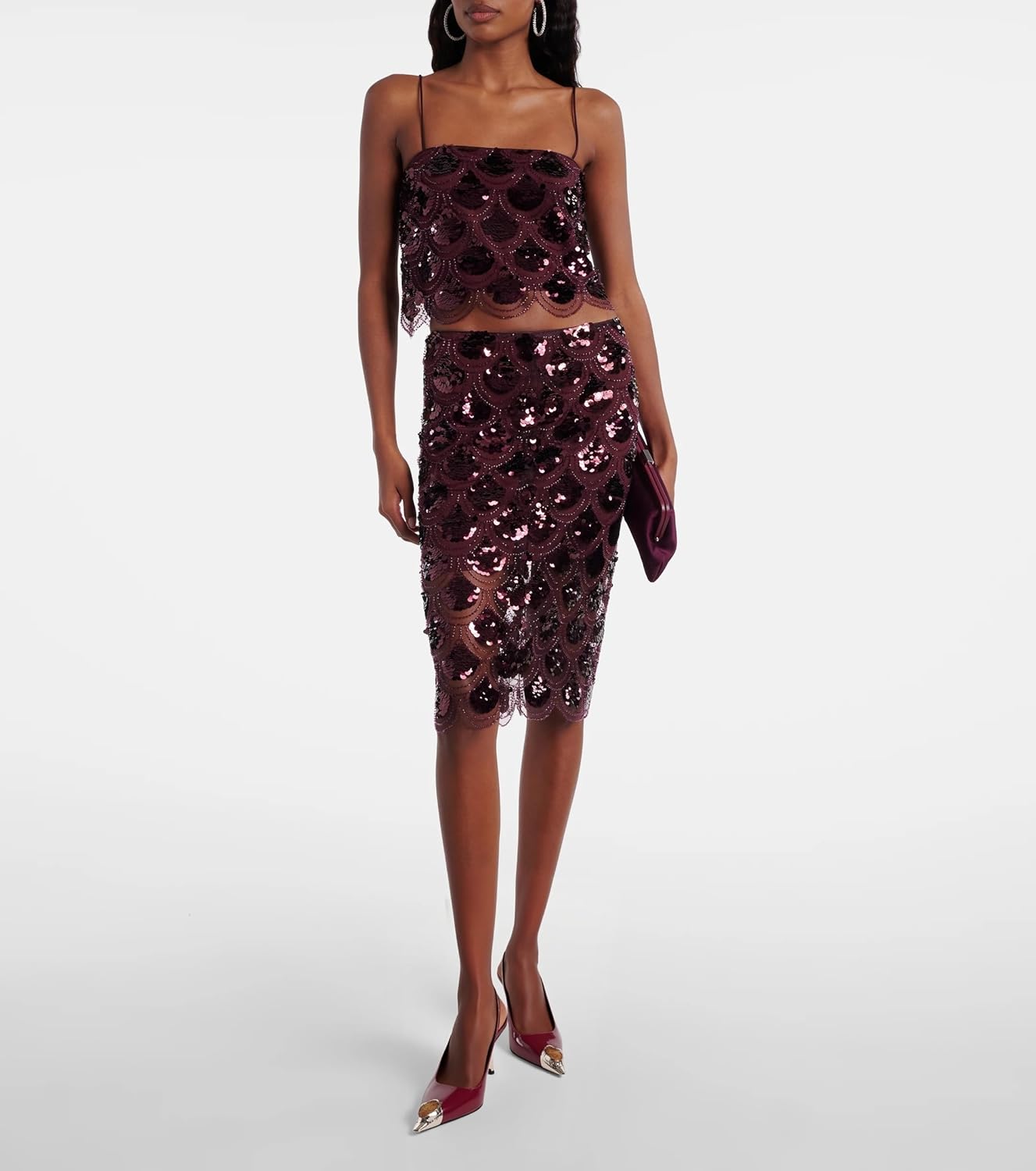 THESHY Womens Slingback High Heels Metal Pointed Toe Stiletto Heels Gems Embellished Stretch Slingback Pumps Patent Leather Fashion Party Dress Shoes for Women - Image 2