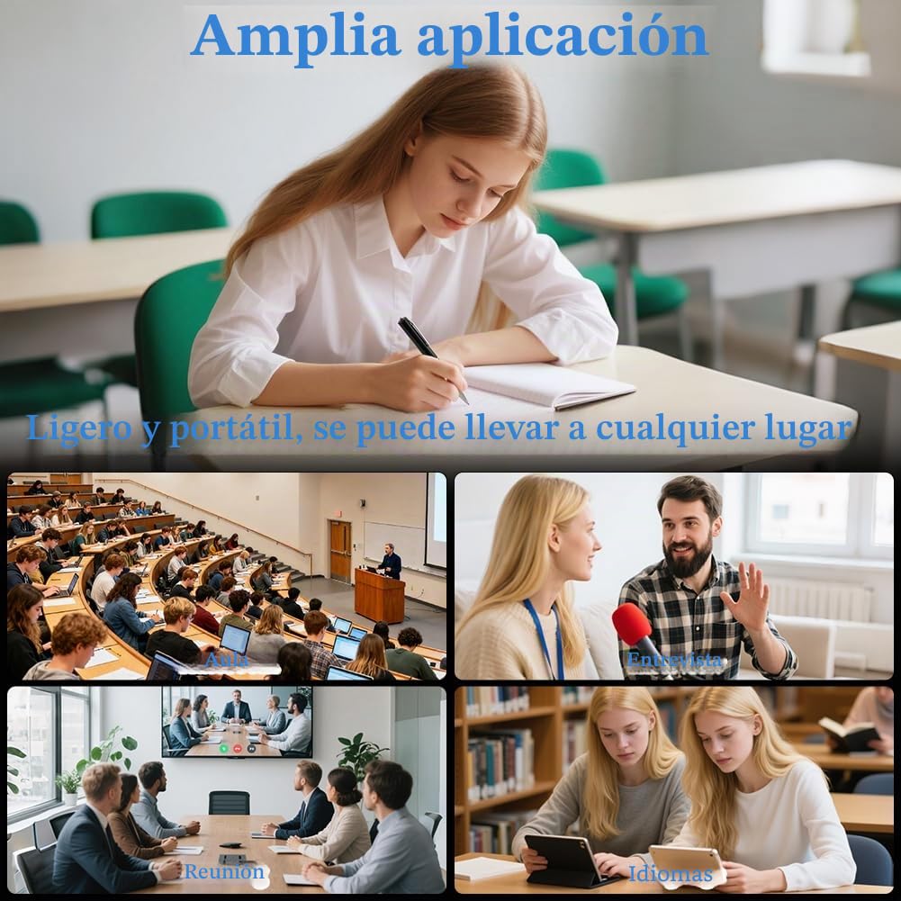 Ainiv Grabadora Voz Digital de 64 GB, Dispositivo Grabación Portátil con Audio HD, Reducción de Ruido Inteligente DSP, para Reuniones, Conferencias, Clases, Entrevistas