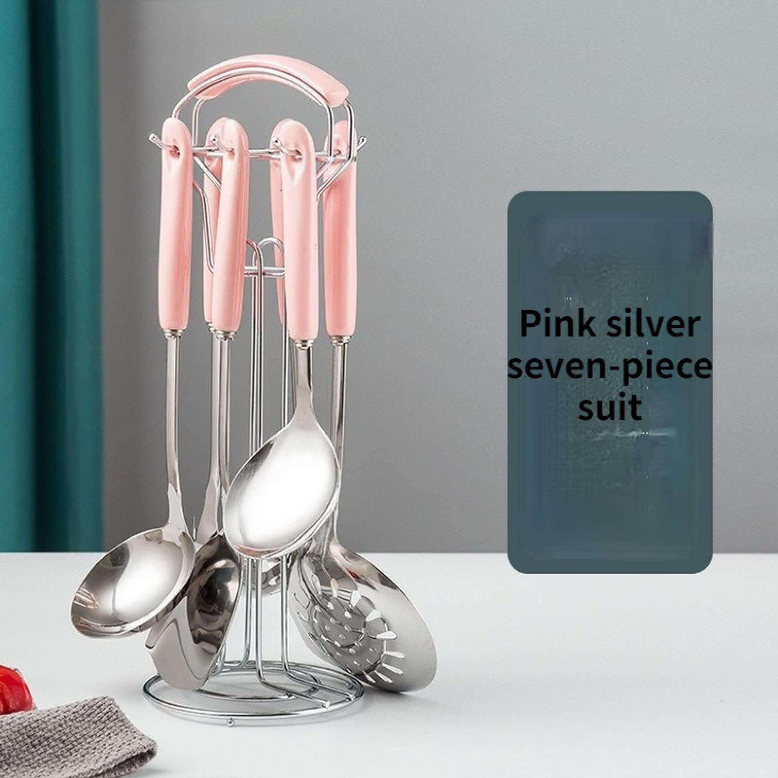 Kochutensilien-Set, 7-teilig, Kochgeschirr-Set, Edelstahl, Keramikgriff, Kochutensilien 03