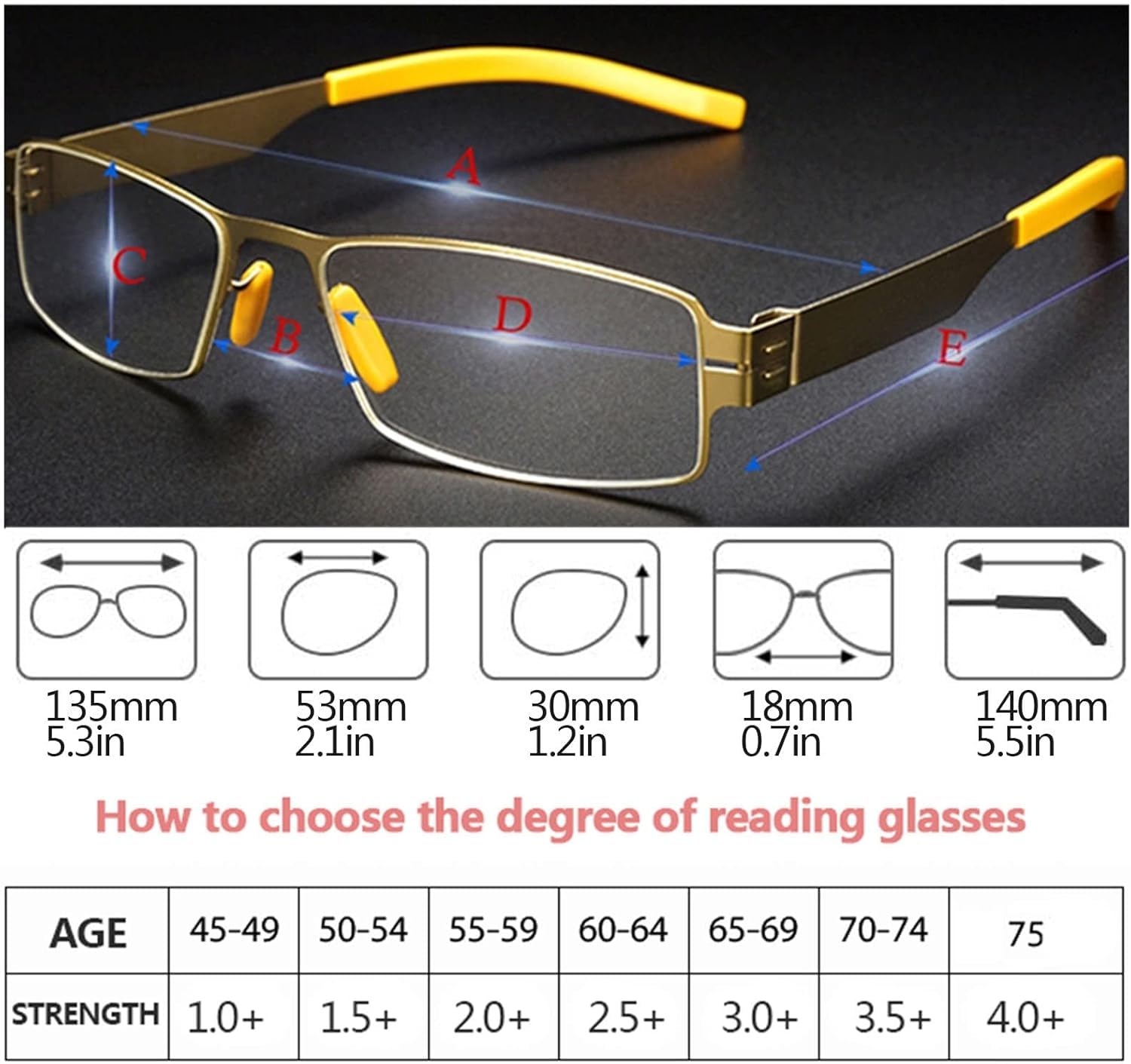 Occhiali da Lettura A Luce Blu Lettore di Cerniere A Molla Senza Viti Aste Flessibili in Acciaio per Uomo Donna, Black, 1.0X