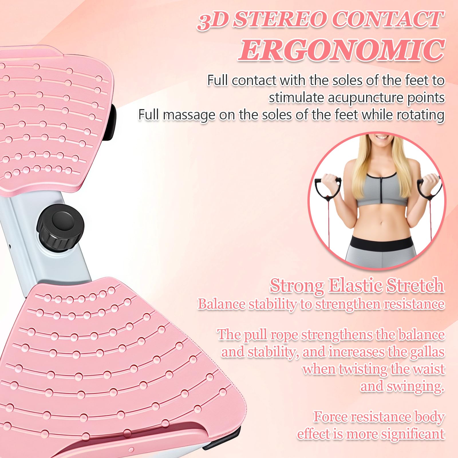 Twist Disque de Taille avec Corde de Traction, Disque de Torsion Fitness pour les Femmes Appareil Taille, Exercices pour les Hanches Abdominaux Entraîneur pour Entraînement à Domicile