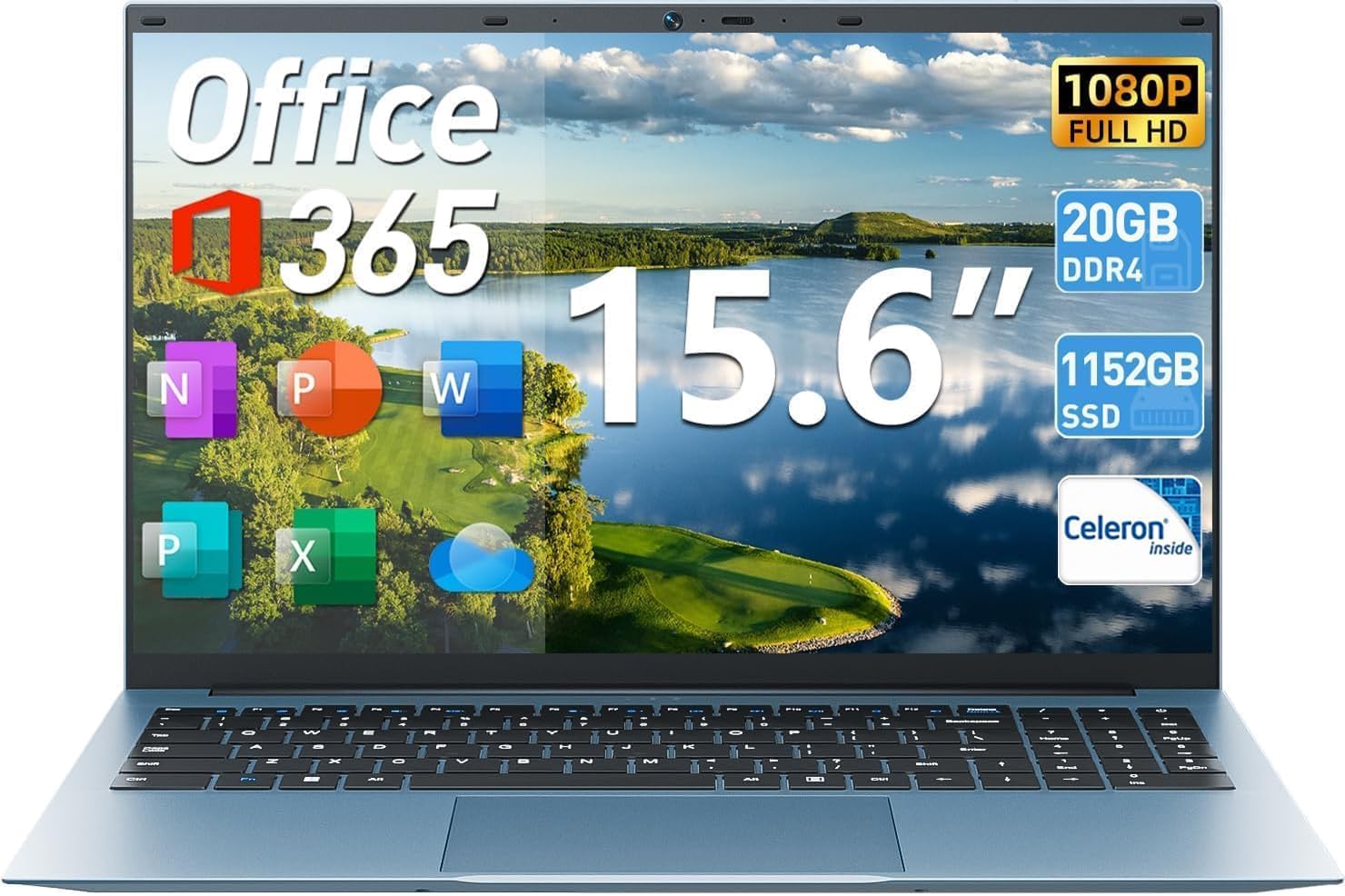 Naclud Laptops, 15.6 Inch Portable Laptop Computer with Celeron N5095 Quad-Core, 20GB RAM 128GB EMMC+1024GB SSD, WiFi 6, BT5.2, 7000mAh Battery, USB 3.2 * 3(Gray)