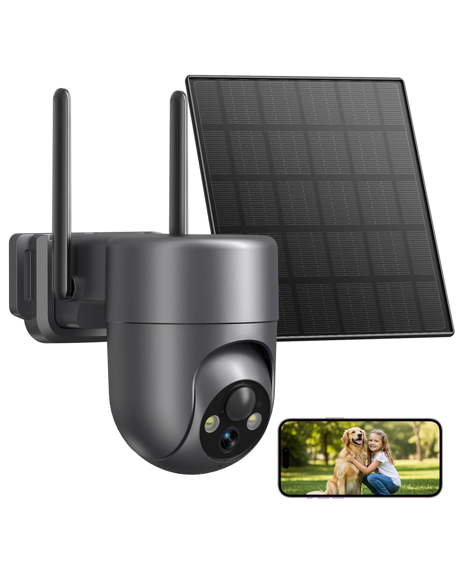 2K Telecamera Wi-Fi Esterno Senza Fili a Batteria, 360° PTZ