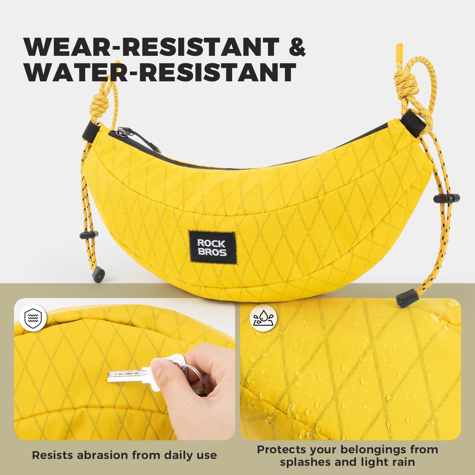 ROCKBROS Borsa da Manubrio per Bicicletta 1,8 L, Borsa a Tracolla Leggero Crossbody Bag, Adatta per Mountain Bike, Bici Pieghevoli, Monopattino e Pendolarismo, Giallo