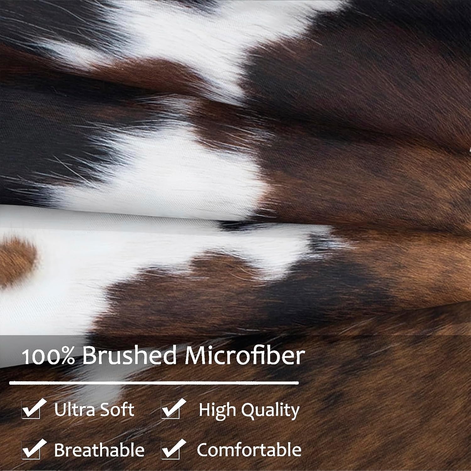 Bedbay Cow Print Comforter Set King Size Animal Skin Bedding 8 Pcs King Bed in a Bag Western Cowhide Rustic Bedding Brown Milk Cow Print Bed Set for All Seasons(Brown,King) - Image 4