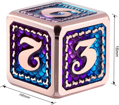 Miniatura 6 de DNDND Juego de dados metálicos de escala de dragón, 7 piezas metálicas D&D con estuche de regalo y 6 dados D6 con bolsa