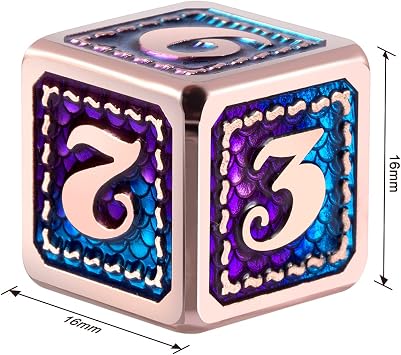 DNDND Dragon Scale Metal Dice Set,7 PCS Metallic D&D with Gift Case and 6PCS D6 Dice with Pouch