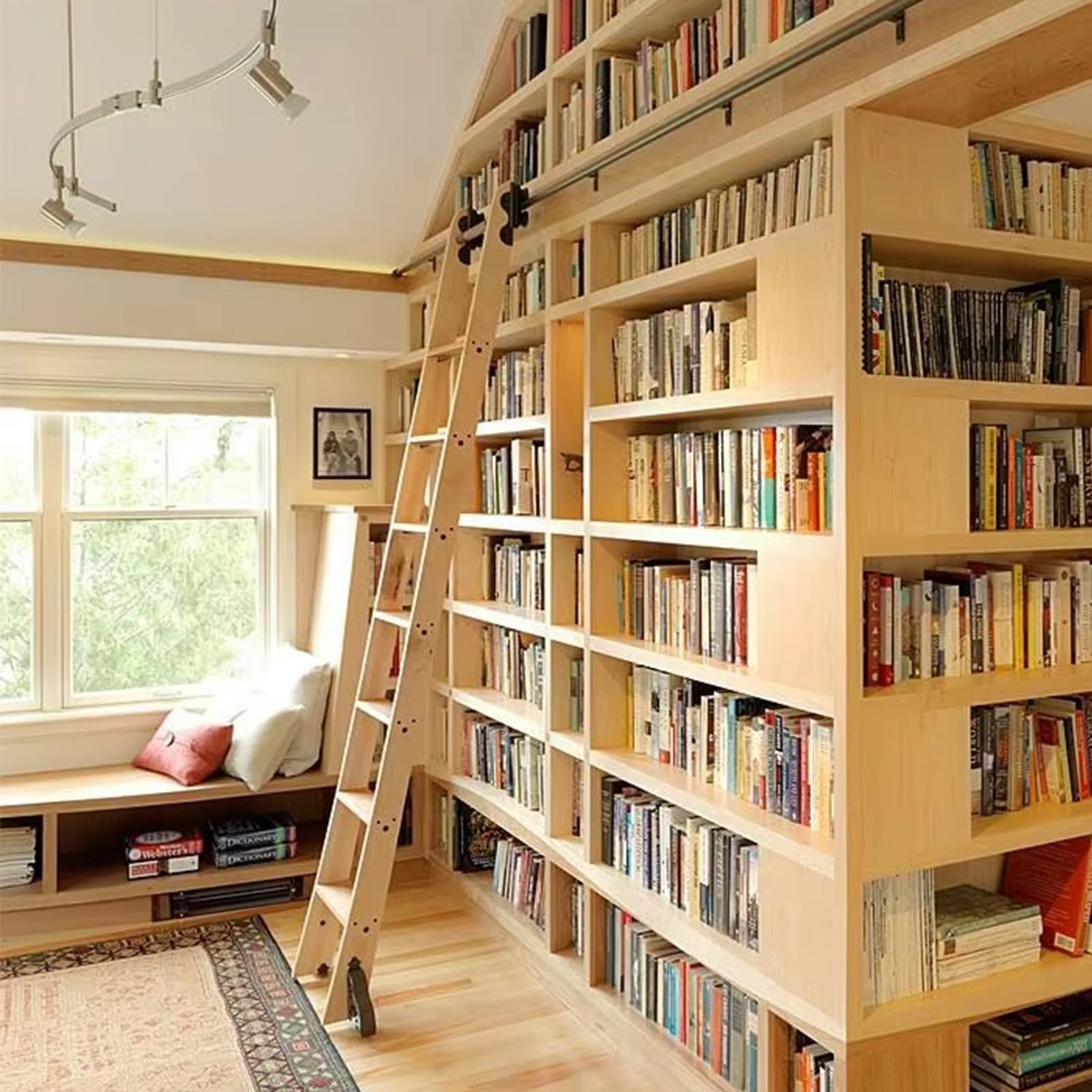 Kit rail pour échelle coulissante de 200 cm avec roulettes pour bibliothèque