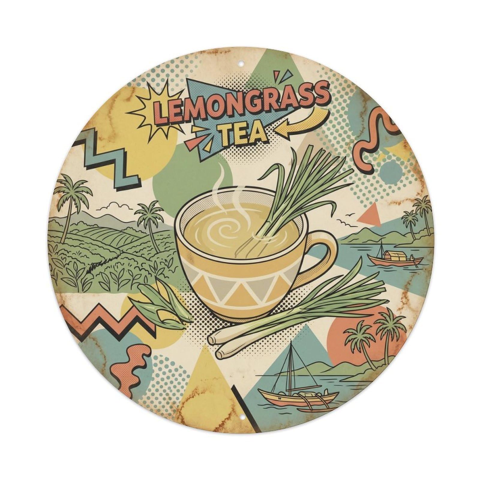 Infusion Bar Tea Cup Sri Lanka Travel Colorblock Pop Metal Tin Sign