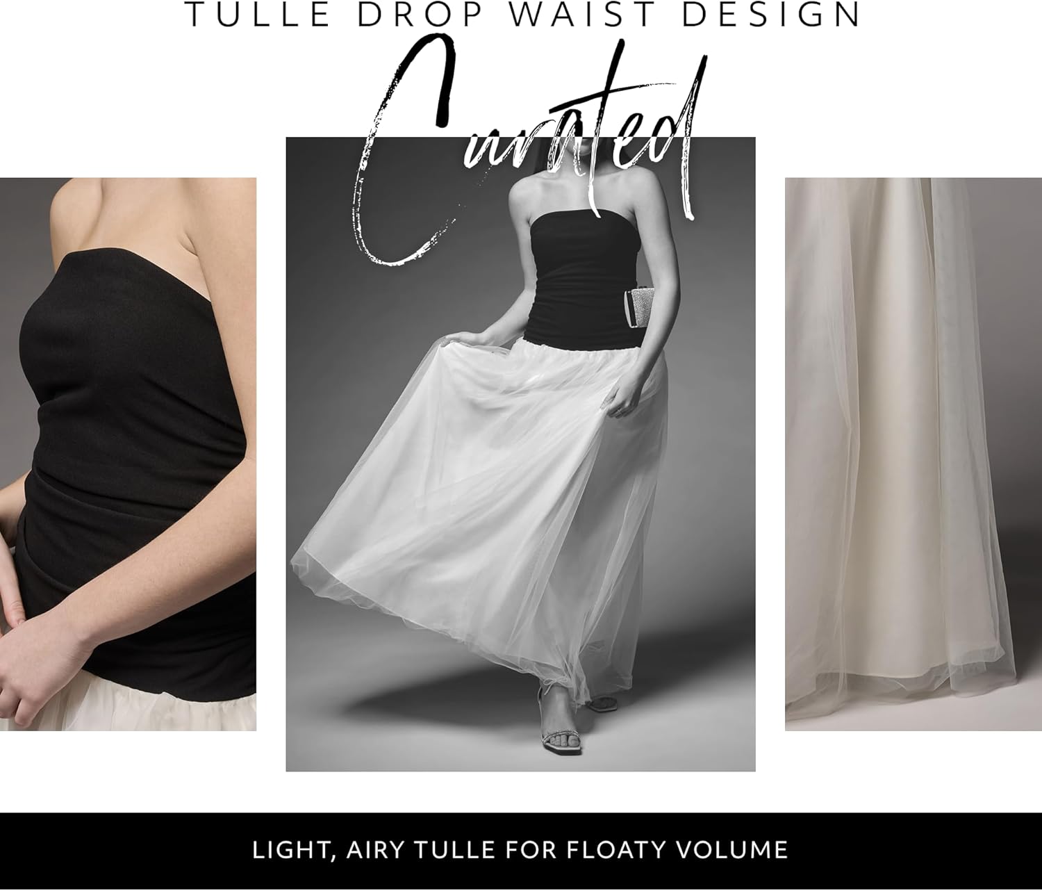 David's Bridal The Edit Studio Strapless Tulle Drop Waist Dress, Romantic Tulle Gown for Formal Events - Image 3