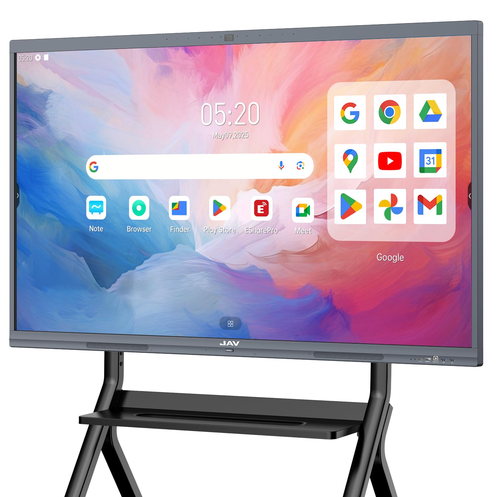 JAV Smart Board 55 Pollici Android 14 Certificazione Google EDLA | 4K UHD Touchscreen 8+128GB Telecamera AI 48MP Integrata Doppio Sistema Lavagna Interattiva Digitale per Ufficio Aula