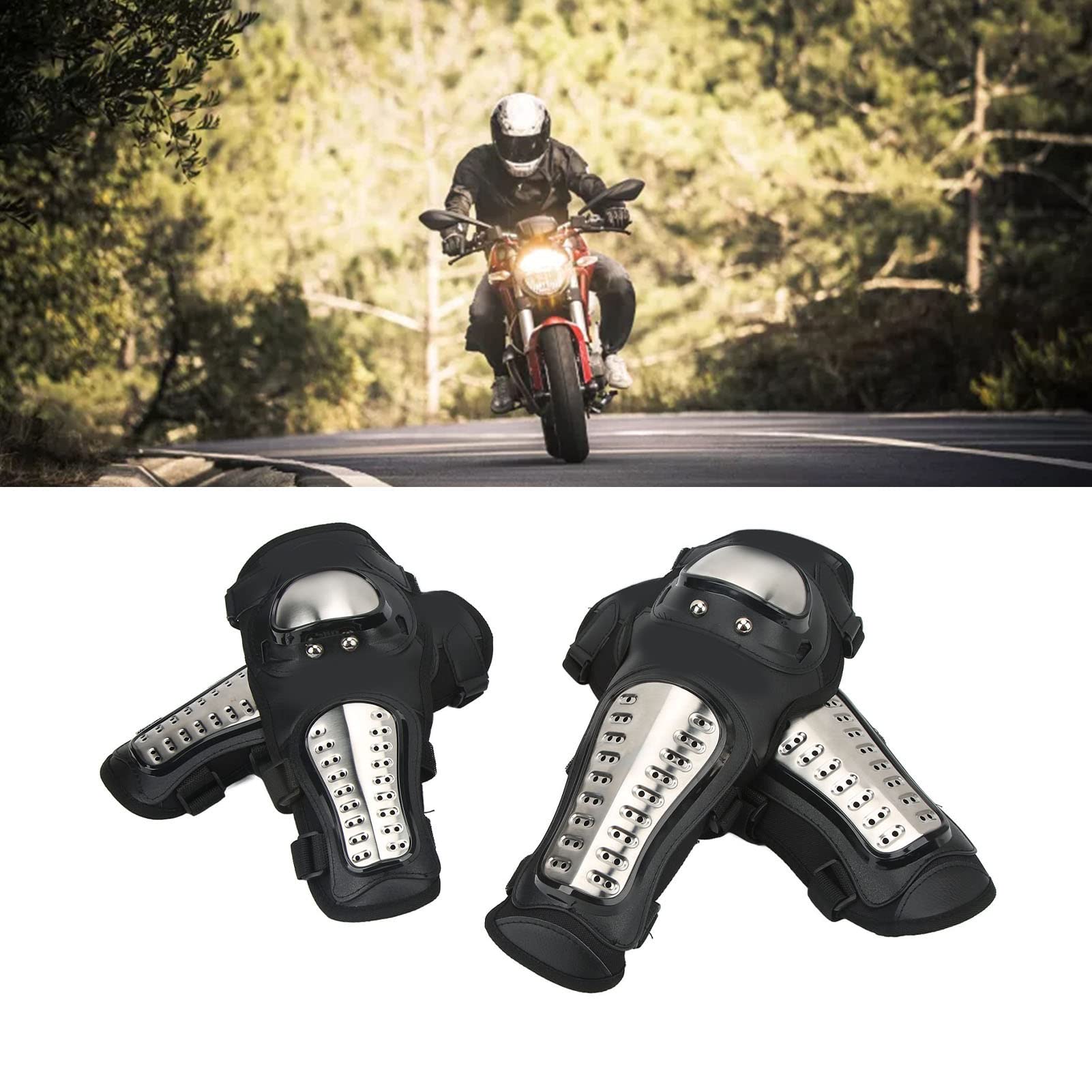 Protezioni per ginocchia e gomiti variabili e traspiranti, ginocchiere per moto, ginocchiere, gomitiere - Ideali per gli appassionati di moto e ciclismo