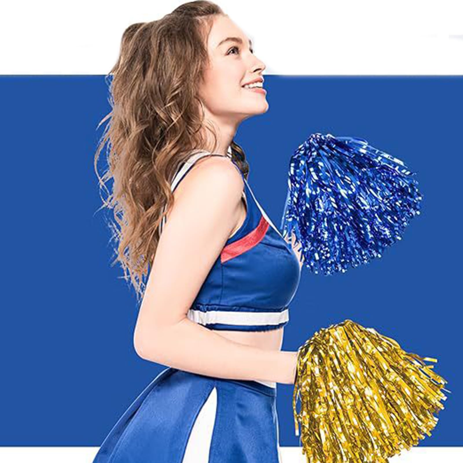 Glänzende Cheerleader-Pompons für Team-Wettbewerbe, festliche Feiern, buntes Cheerleader-Tanz-Pom-Set, 24 Stück