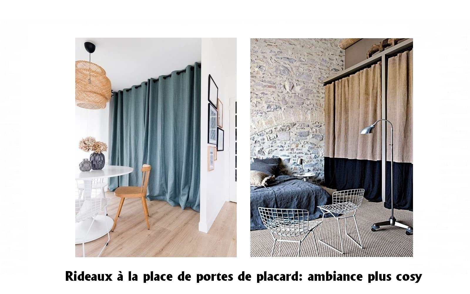lemoinscherdeladeco Tenda Colore Scelta Asta di Metallo Bianco o Nero Opaco 20 mm + 2 Industria Breve staffe a soffitto oa Parete + 2 getti