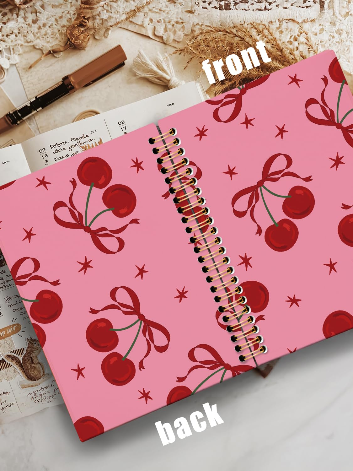 Amazon.com : ISANOU Red Cherry Bow Notebook,Coquette Aesthetic