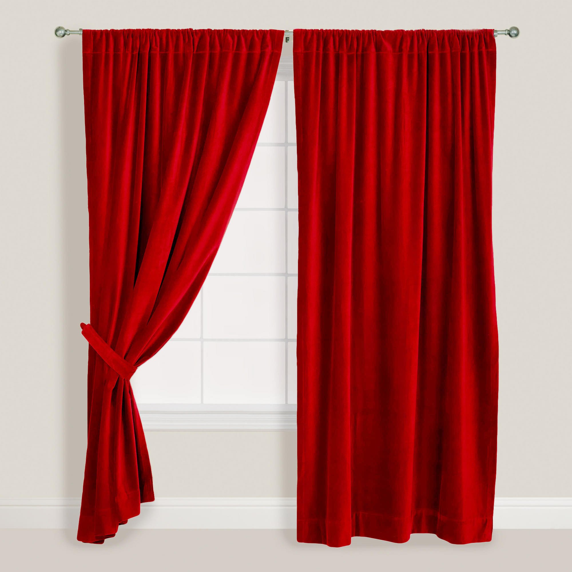 Rideau occultant en velours rouge lourd et doux pour une chambre cosy de 117x137 cm