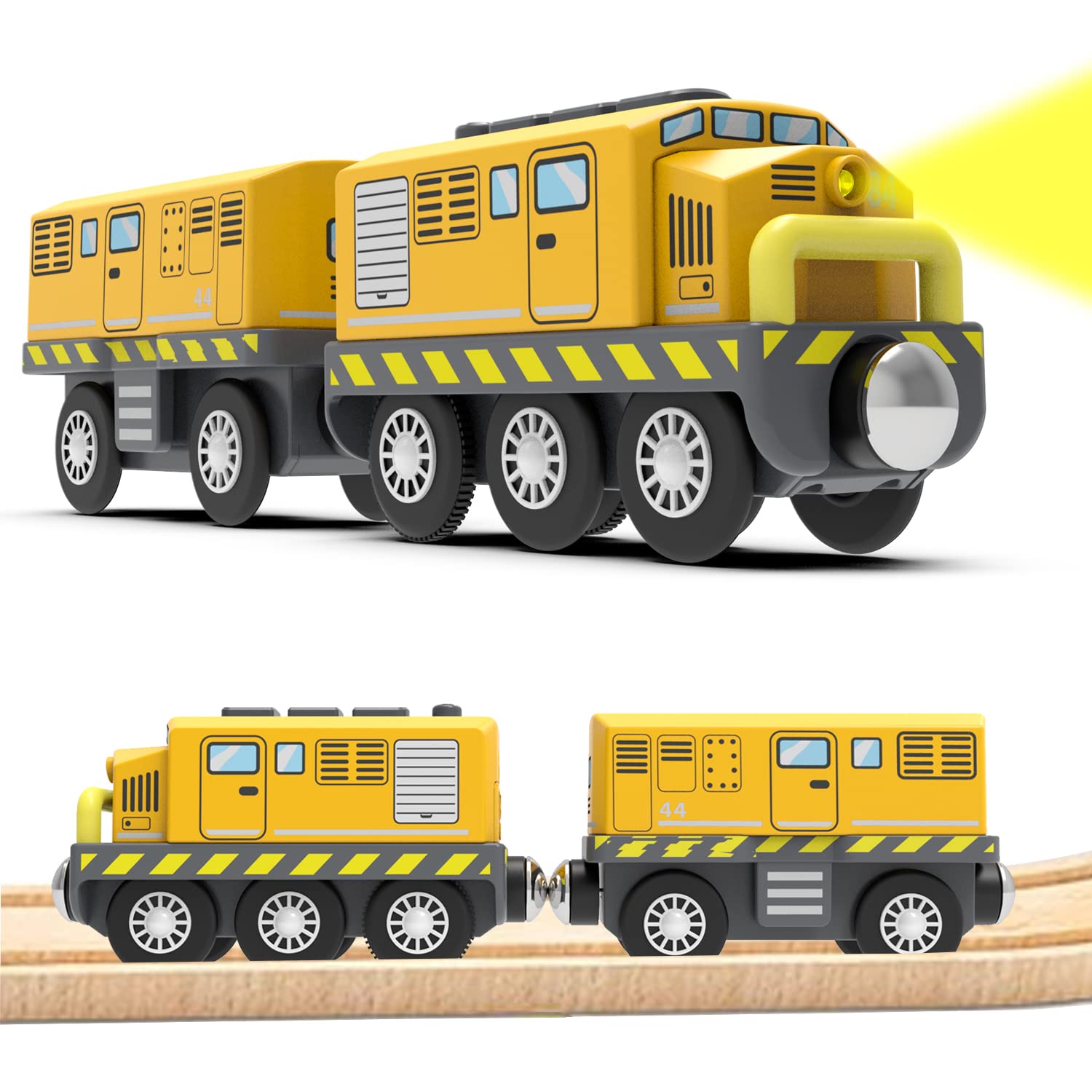 Treno Elettrico Per Bambini Con Locomotiva A Batteria (2x AAA) - Set Con Carrozza Passeggeri E Action Men - Compatibile Binari Brio E Thomas