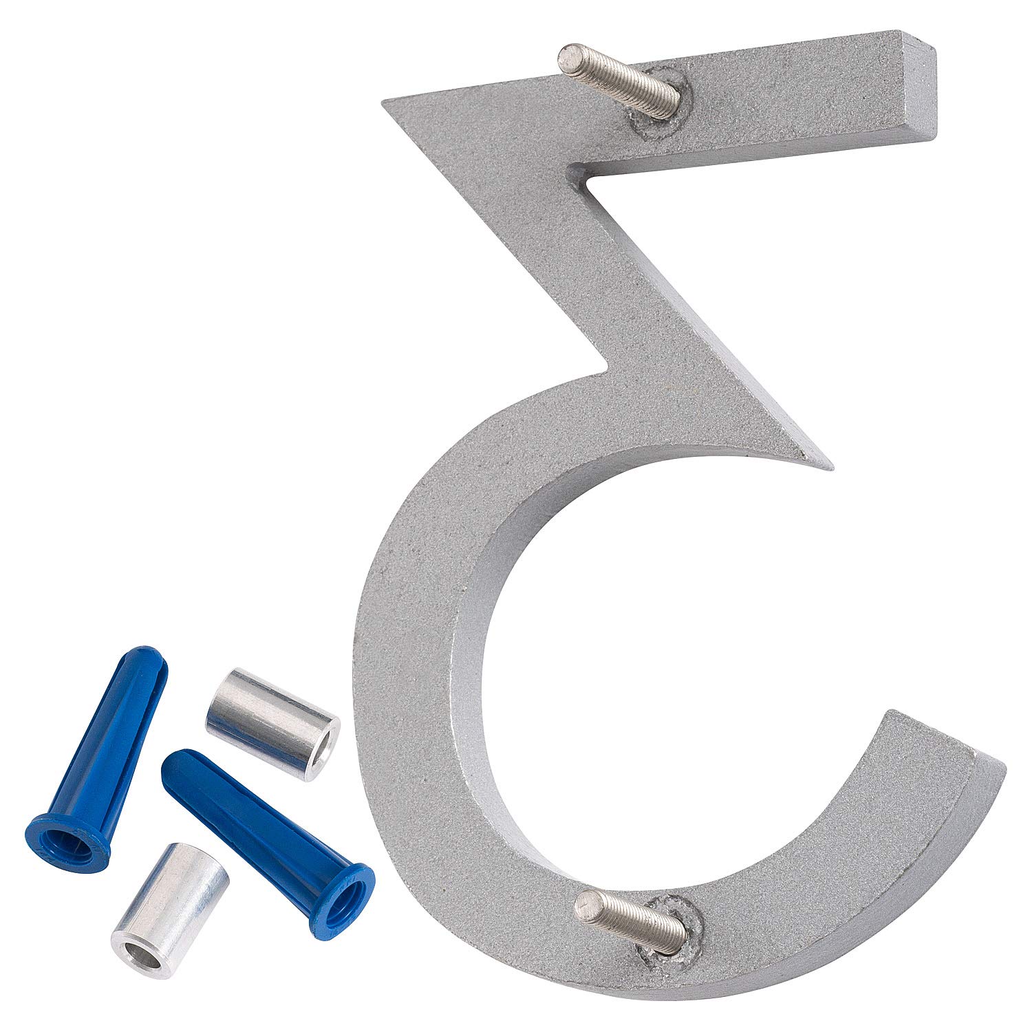 Montague Metal Products Jednolite szczotkowane aluminium nowoczesne pływające numery domu adresowe, malowane proszkowo srebro, 15 cm