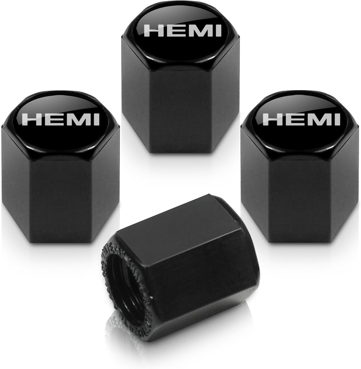 Dodge HEMI Logo Black Tire Stem Valve Caps