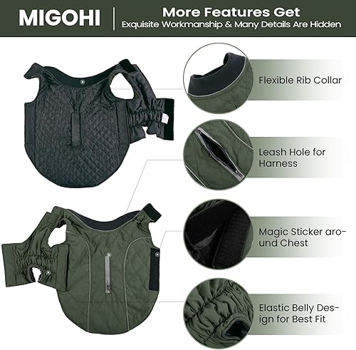 Miniatura 3 de MIGOHI Chaqueta de invierno para perro, abrigo resistente al viento con bordes reflectantes para clima frío, abrigos de invierno cálidos para perro,