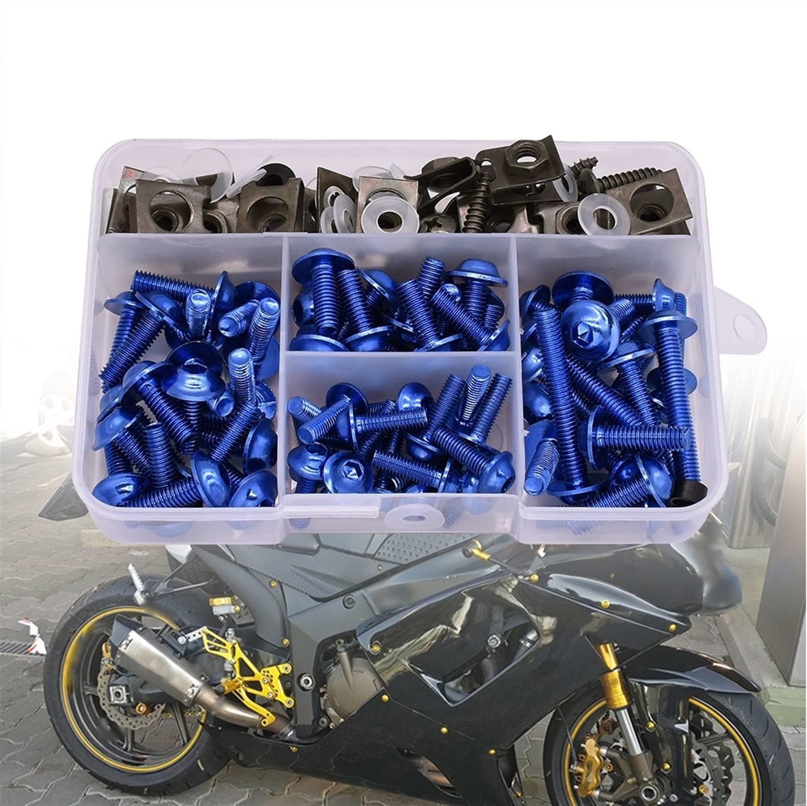Vite sostituita Universale Del Motociclo Carena Vite Molla Bullone Kit Corpo Di Fissaggio Pinze Per Honda Hornet 250 CB 600F CBF600 CBR600F CB919 VTX1300(Black)