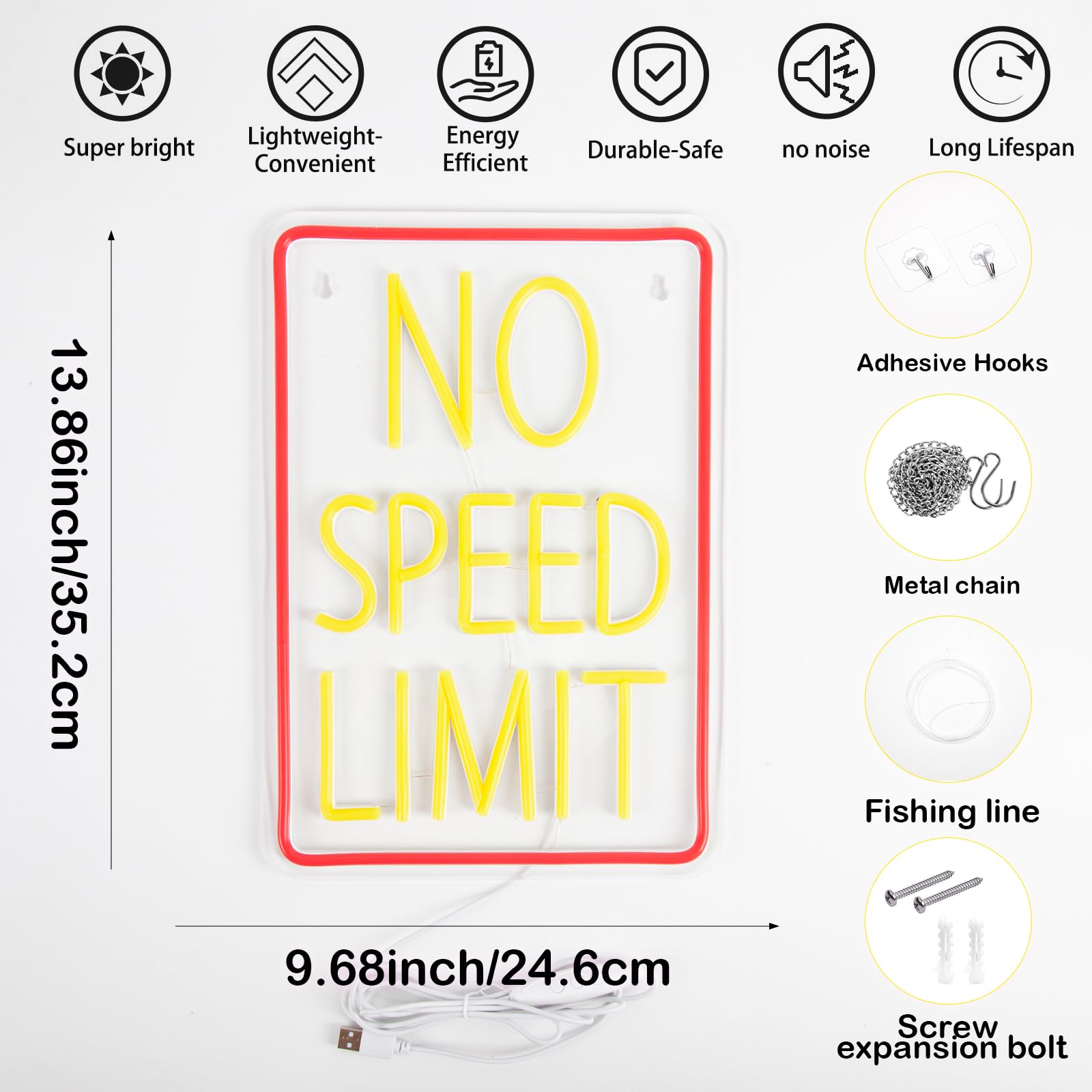 Letrero de neón para decoración de pared, luces LED de neón rojas y amarillas regulables para dormitorio, garaje, bar, sala de juegos, cueva de hombre, decoración de pared de coche, regalo para