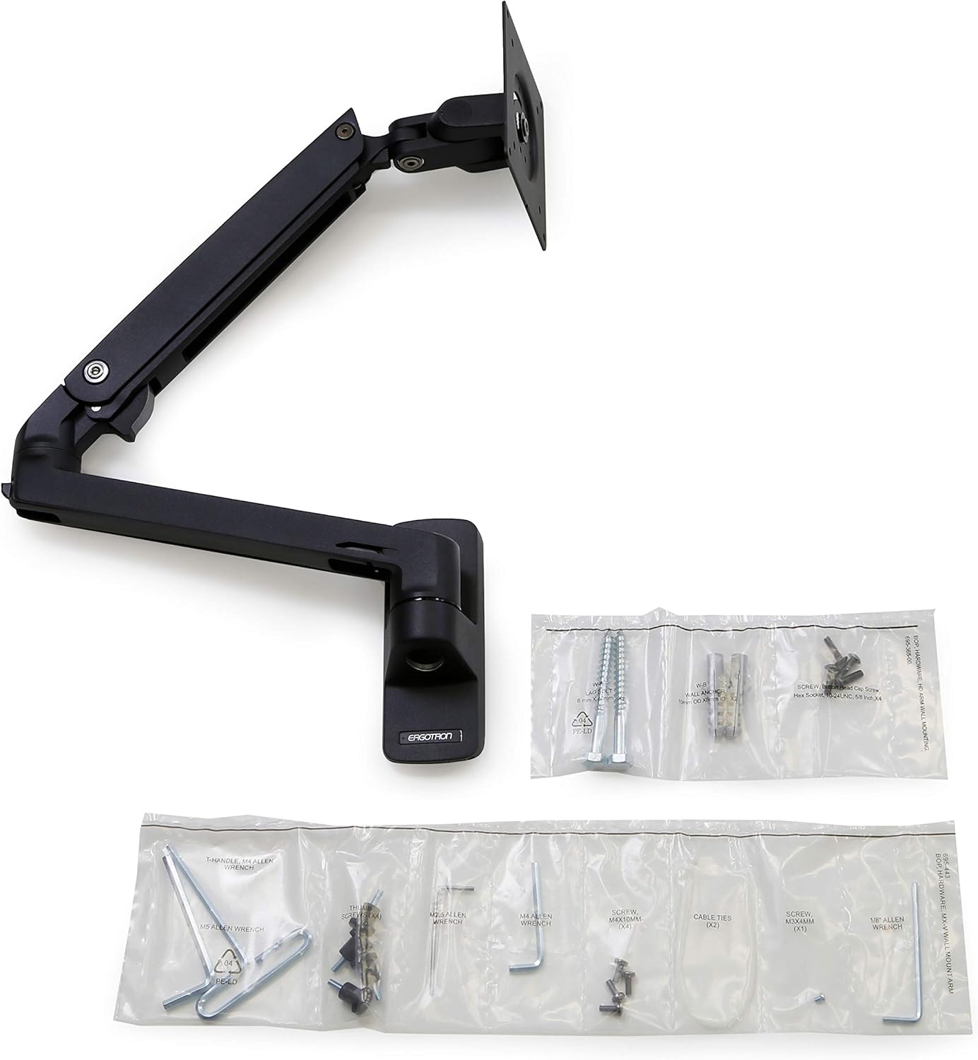 Ergotron – MXV Single Monitor Arm, VESA Wall Mount – for Monitors Up to 34 Inches, 7 to 20 lbs – Matte Black