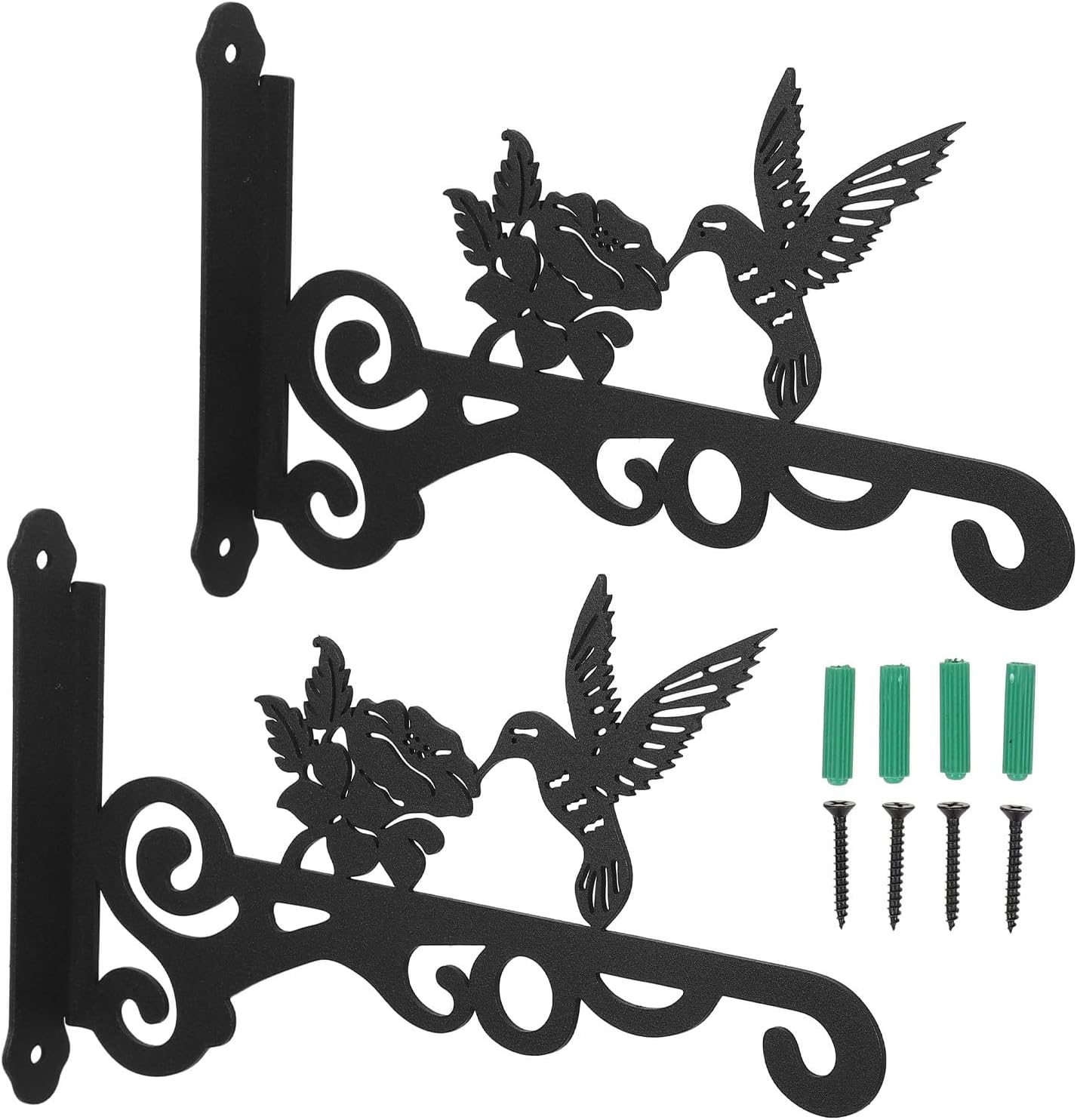 2pcs Hanging Plant Hooks: Heavy Duty Metal Plant Hanger - Wall Mounted Flower Basket Bracket - Decorative Outdoor Hooks for Garden Pots Bird Feeders