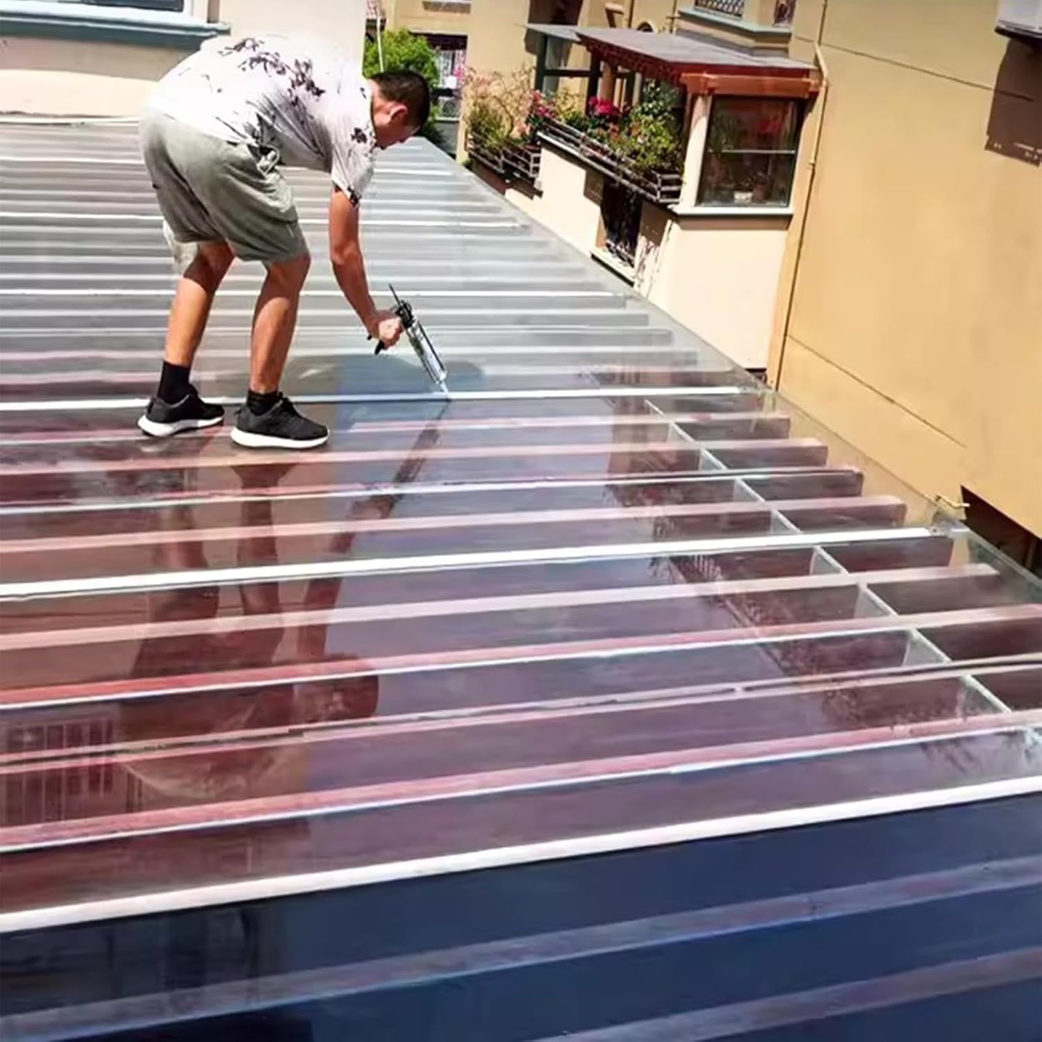 Polycarbonate Roofing Sheet, Plastic Rainproof Insulation Clear Polycarbonate Roofing Sheets for Outdoor Cold Frame Replacement Shed Panel (Color : Clear, Size : 1.22mx5m)