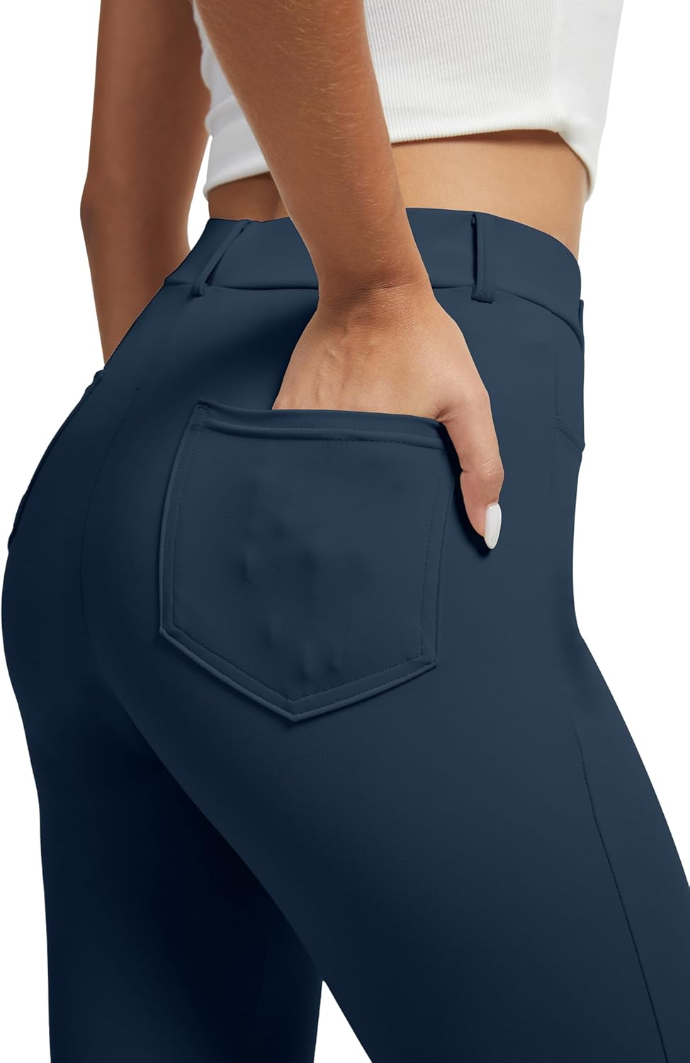 VIMPEP Women’s Stretchy Yoga Dress Pants High Rise Straight Leg with Pockets Casual Petite/Regular 1202