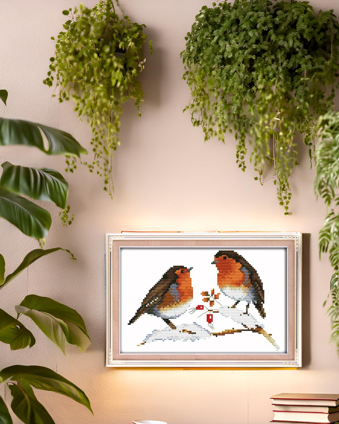 CaptainCrafts Cross Stitch Kits Counted Unpreprinted Fabric DIY Art Embroidery Kits for Adults Beginners Gift Home Decor Two Little Birds (Unpreprinted 14CT, Two Little Birds) - Image 2