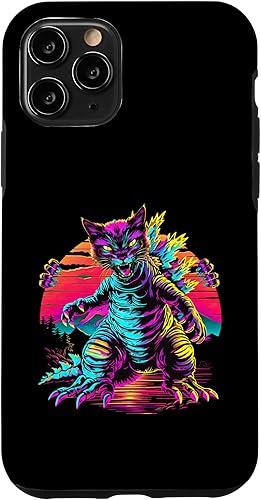 Miniatura 10 de iPhone 13 Pro Streetwear Synthwave 80s 90s Catzilla graphic Cat Japanese Case
