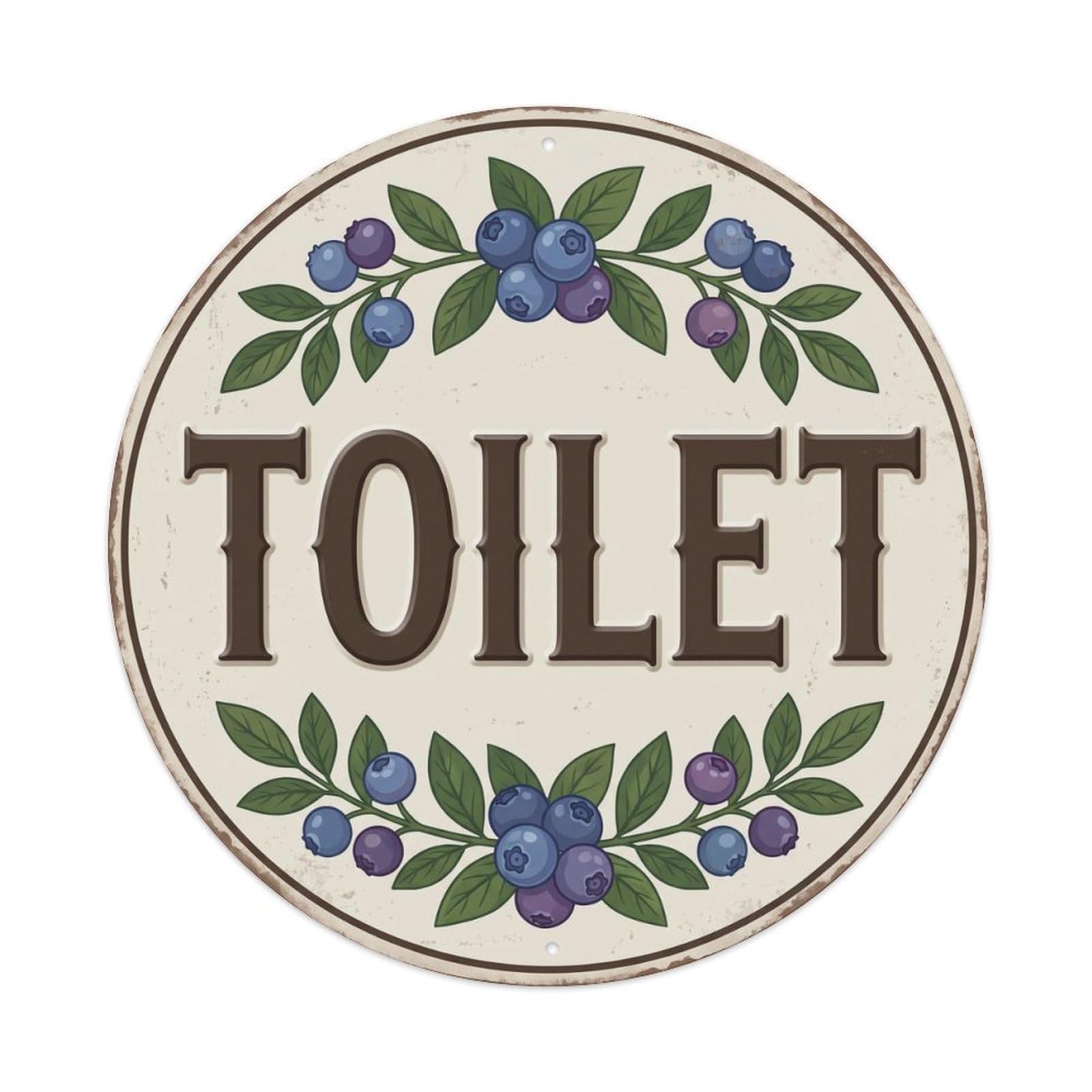 Okahys 8X8inch(20X20cm) Toilet(Wc) Signage Blueberry Vintage Metal Tin Sign