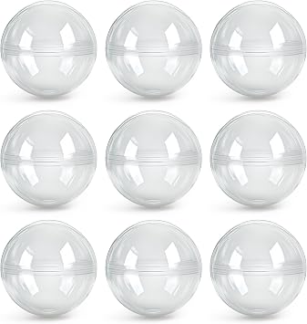Entervending Vending Machine Capsules - 2.95" Empty Plastic Capsules - 14 Pcs Toy Capsule - Translucent Round Large Easter Eggs - Bath Bombs Molds - Party Favors Pinata Stuffers DIY Craft Supplies