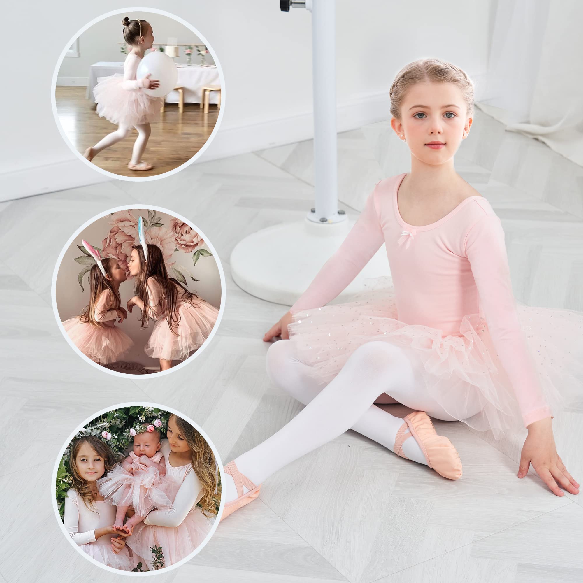 Langarm Mädchen Ballettkleidung Balettkleider balletttrikot mit rock Baumwolle Ballettanzug Ballettkleid Ballett Tütü Tanzkleid
