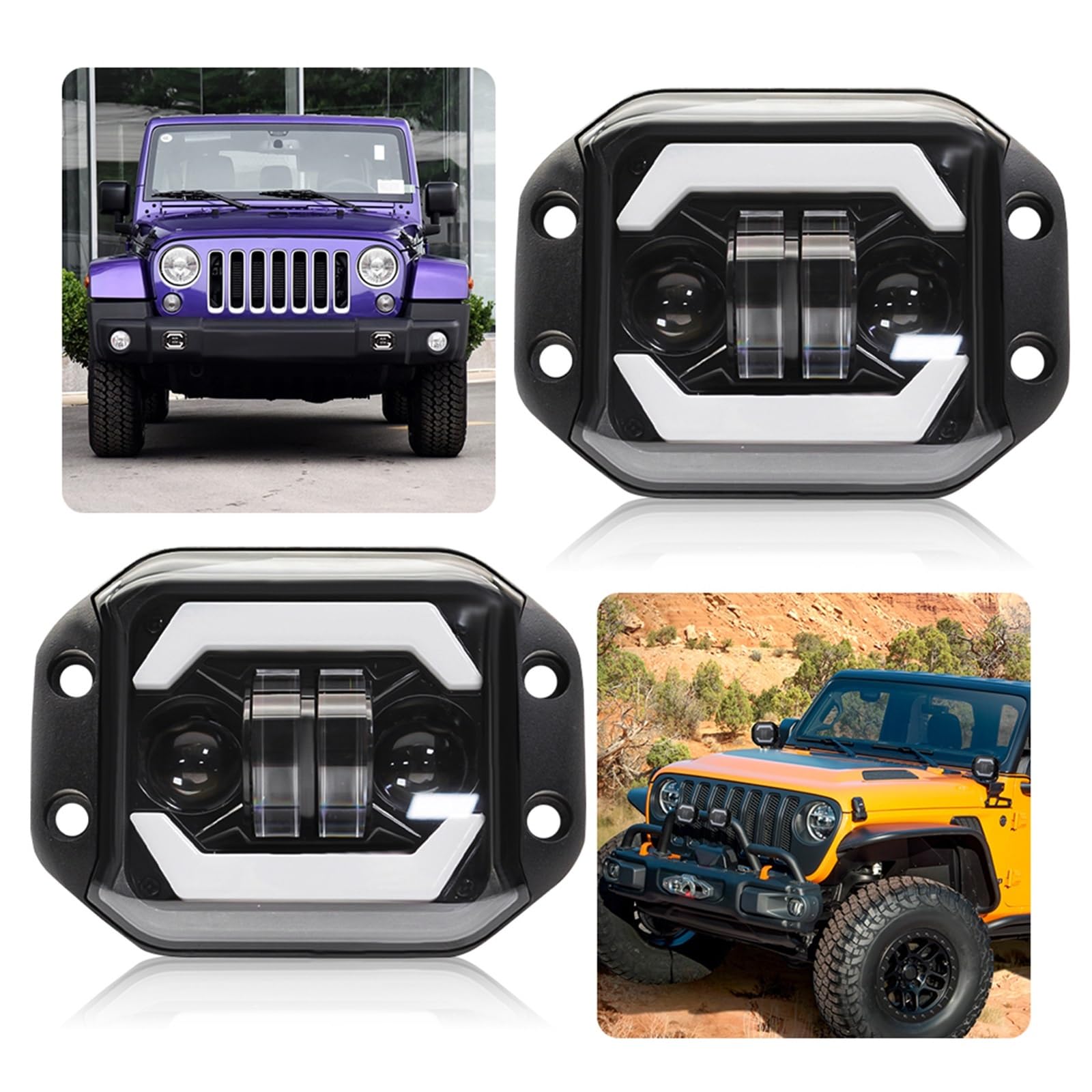 LED Oświetlenie pomocnicze 5-calowe Moduły Świetlne LED | Lampy przeciwmgielne robocze Bary 12V 24V do ciężarówki Offroad 4x4 SUV ATV UTV(4pc led bar)