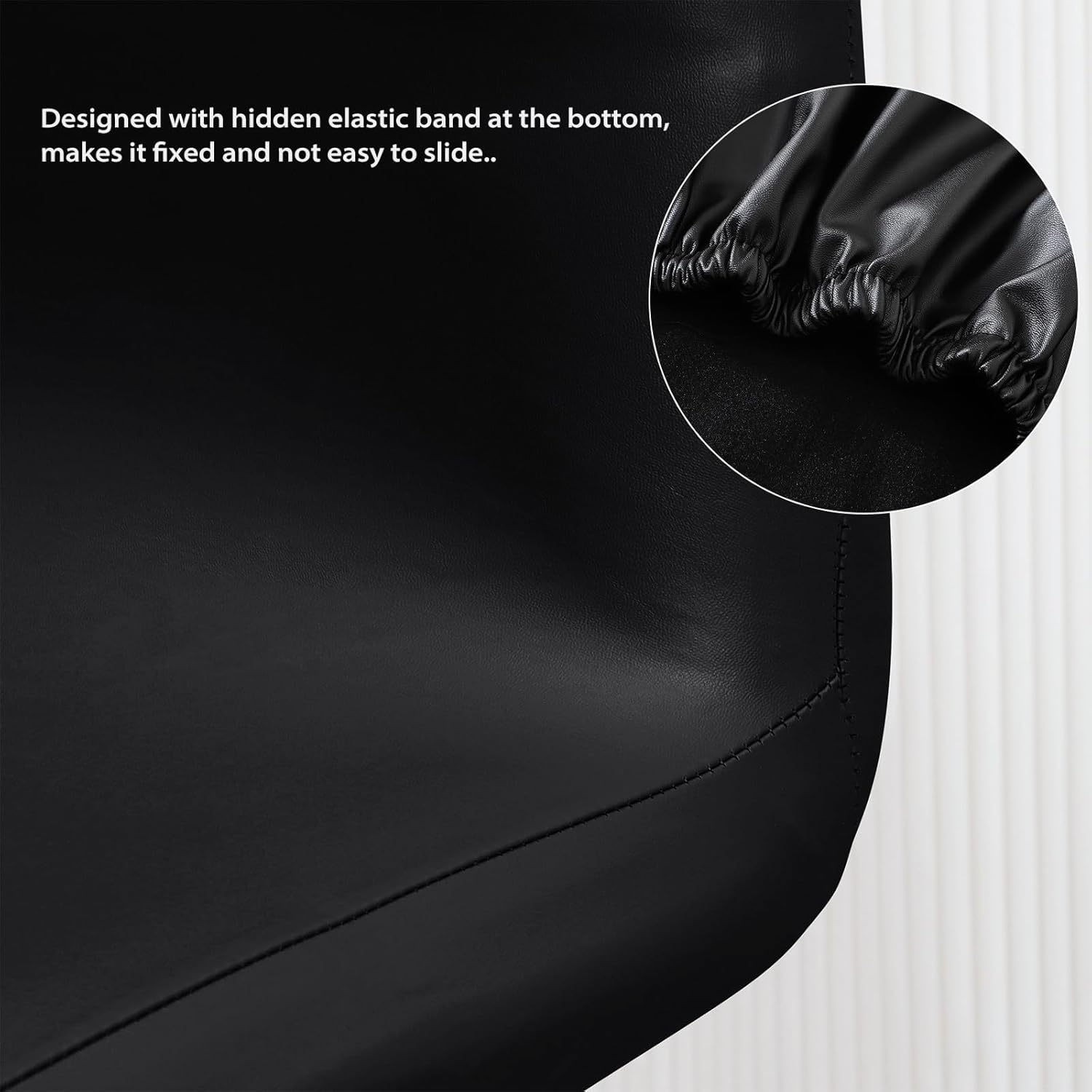 Gollense Stretch Bar Stool Covers with Backs, 4 Pack Waterproof PU Leather Pub Counter Dining Chair Covers, Square Swivel Barstool Seat Slipcover with Elastic Bottom for Low Short Back (Black)