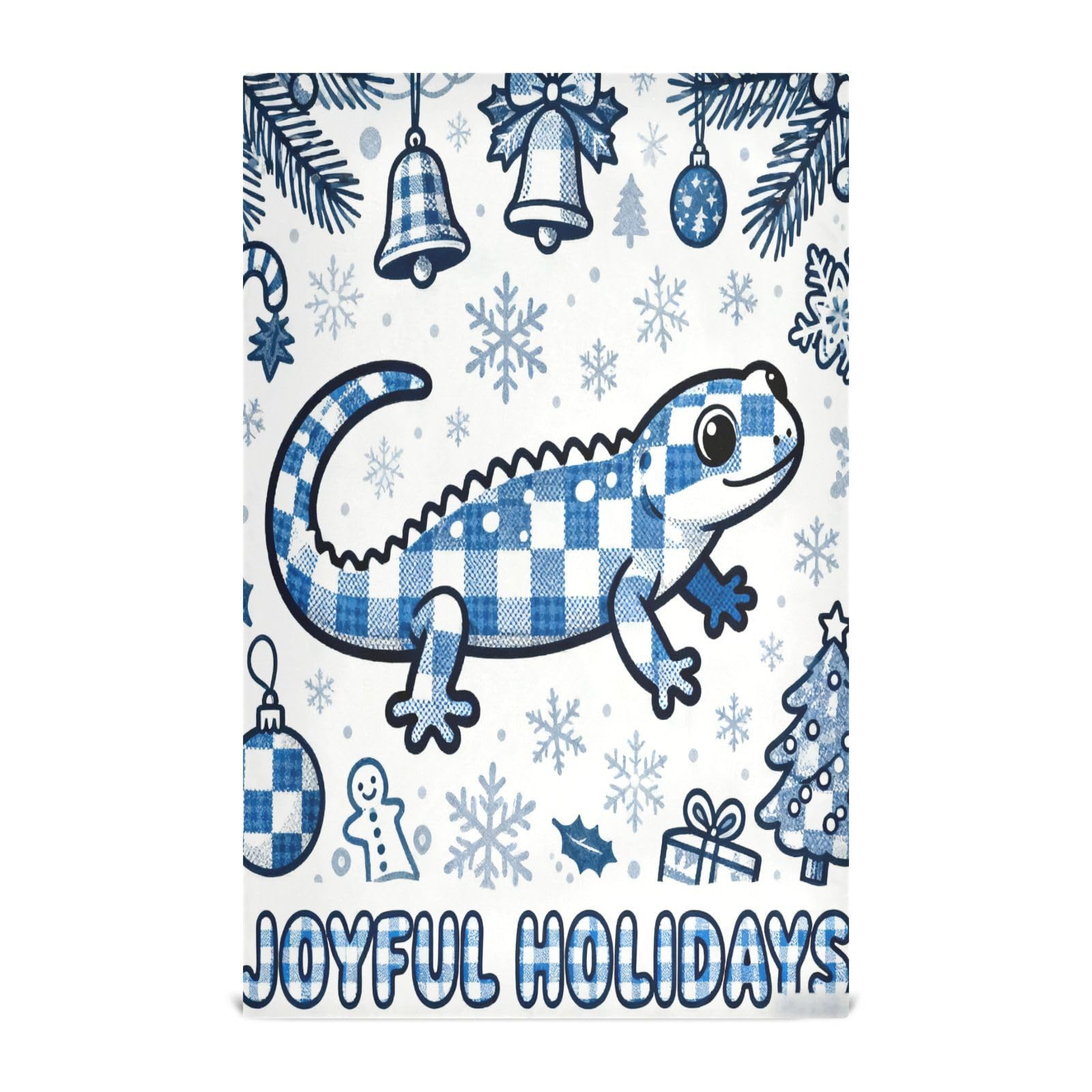 Paños de cocina New Home con salamandra navideña azul, pack de 6 toallas de mano de 28x18"
