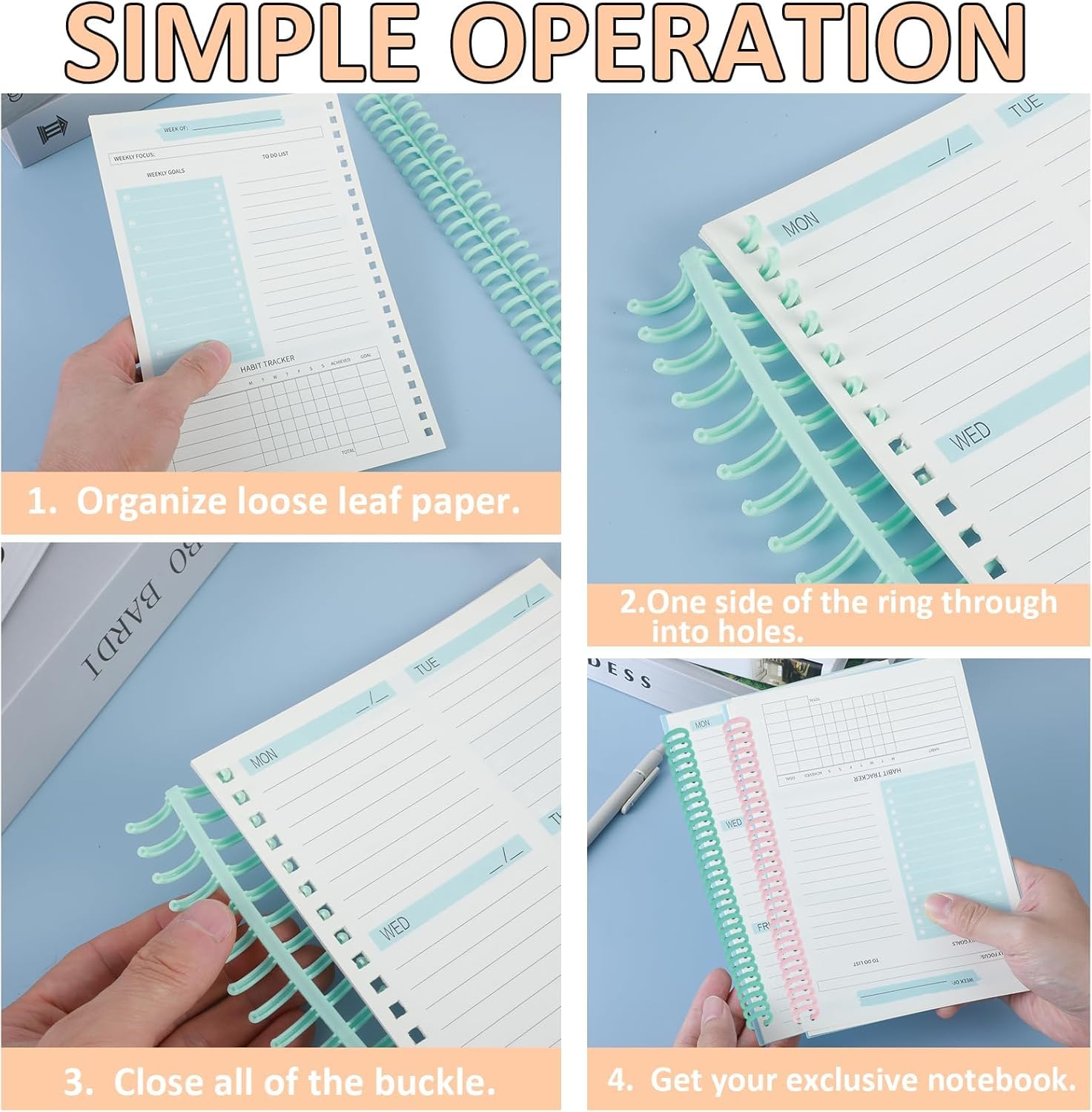 Spine Per Rilegatura A Pettine - 10 Pezzi Da 22mm, 30 Fori, Per 180 Fogli - Foto 5